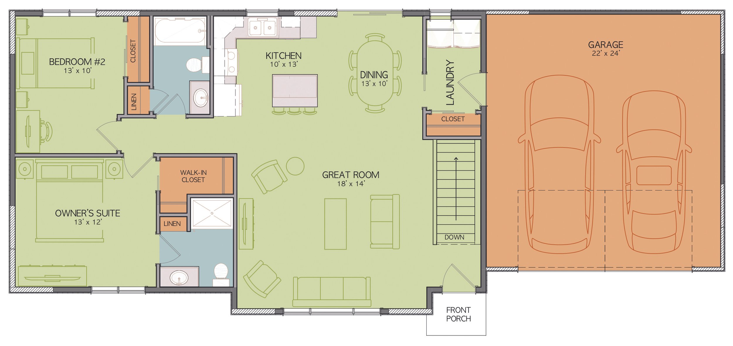 Toffee G2 main level floor plan