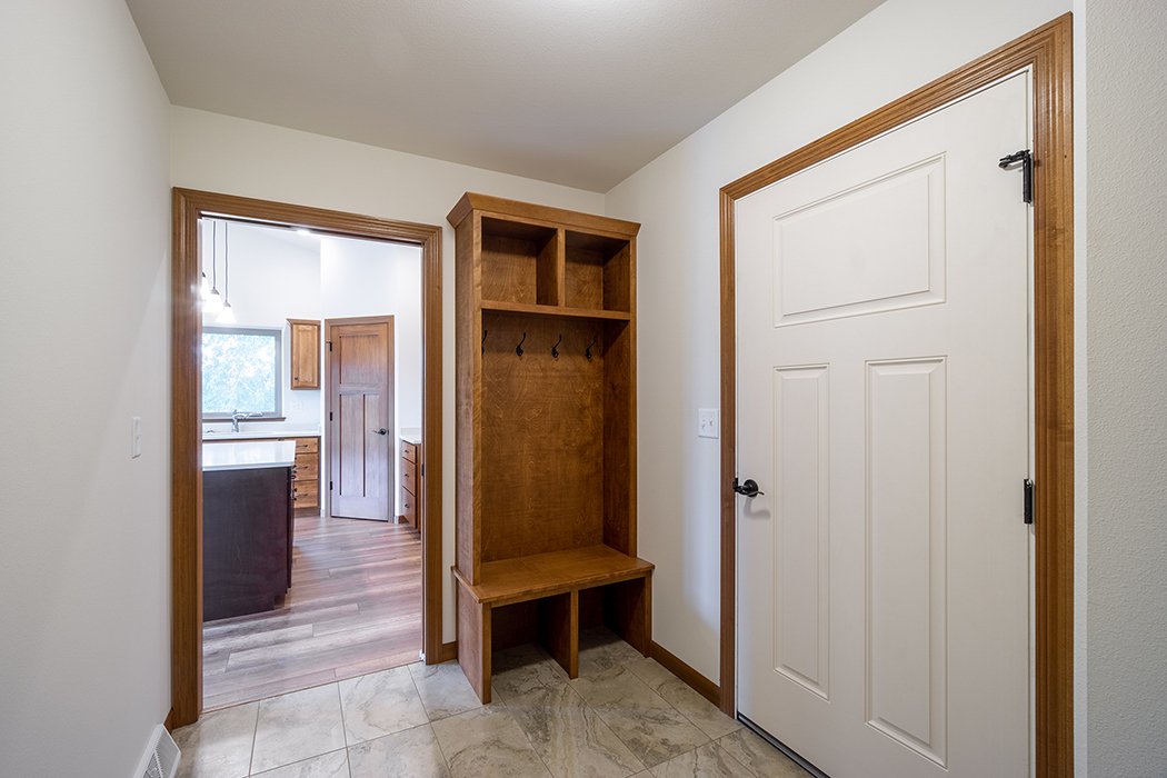 Iris D1 custom locker near garage door and kitchen door