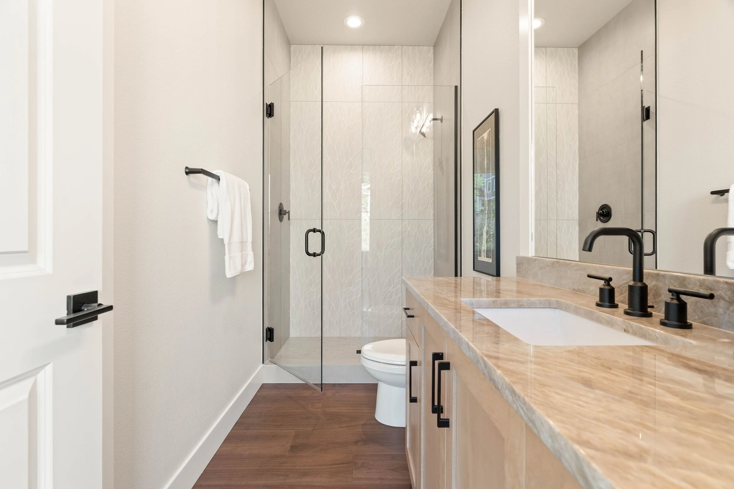 New construction luxury home bathroom in West Linn, Oregon by The Portlock Company