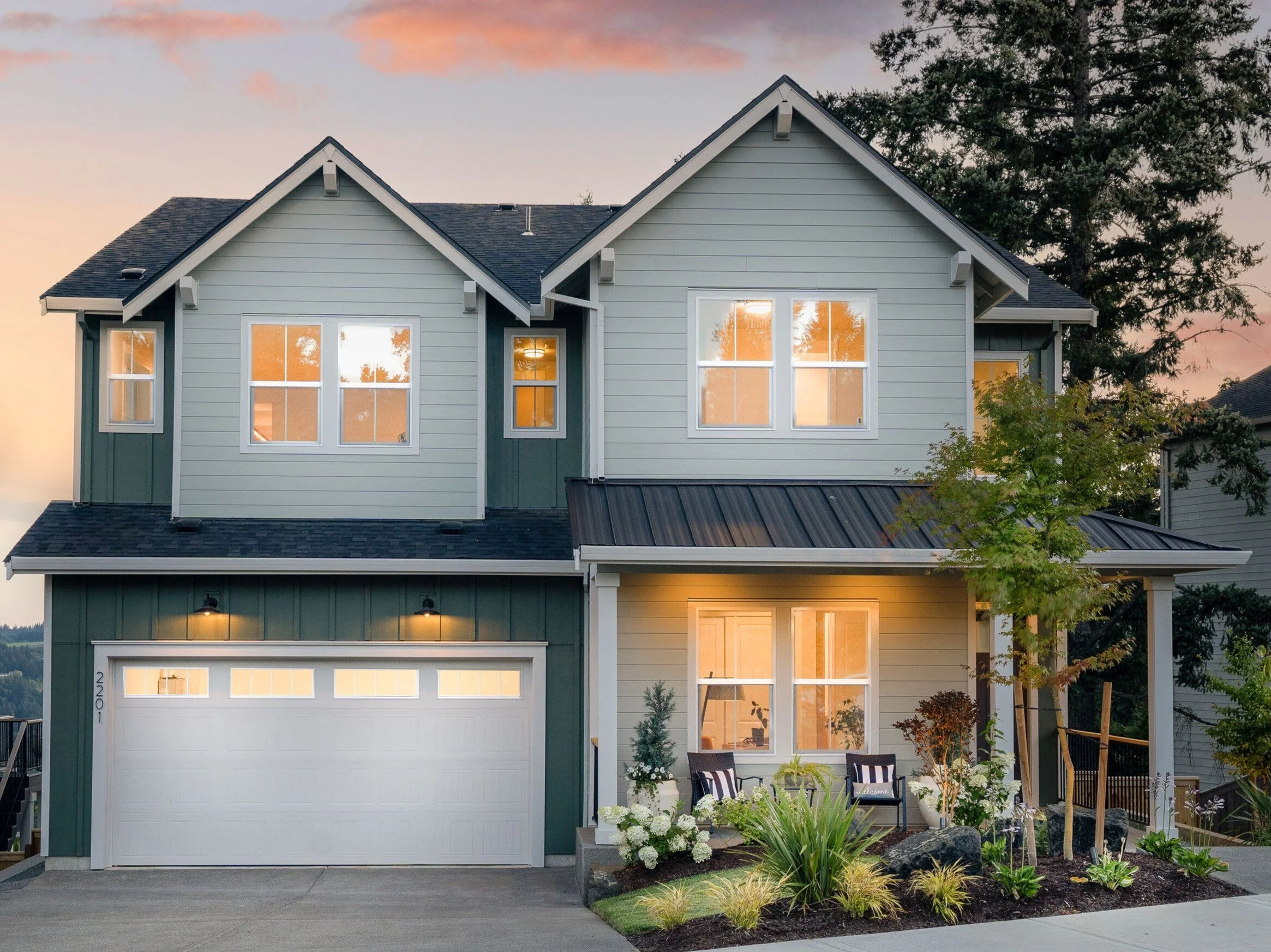 New construction luxury home in West Linn, Oregon, crafted by The Portlock Company — the Portland area’s trusted local home builder.