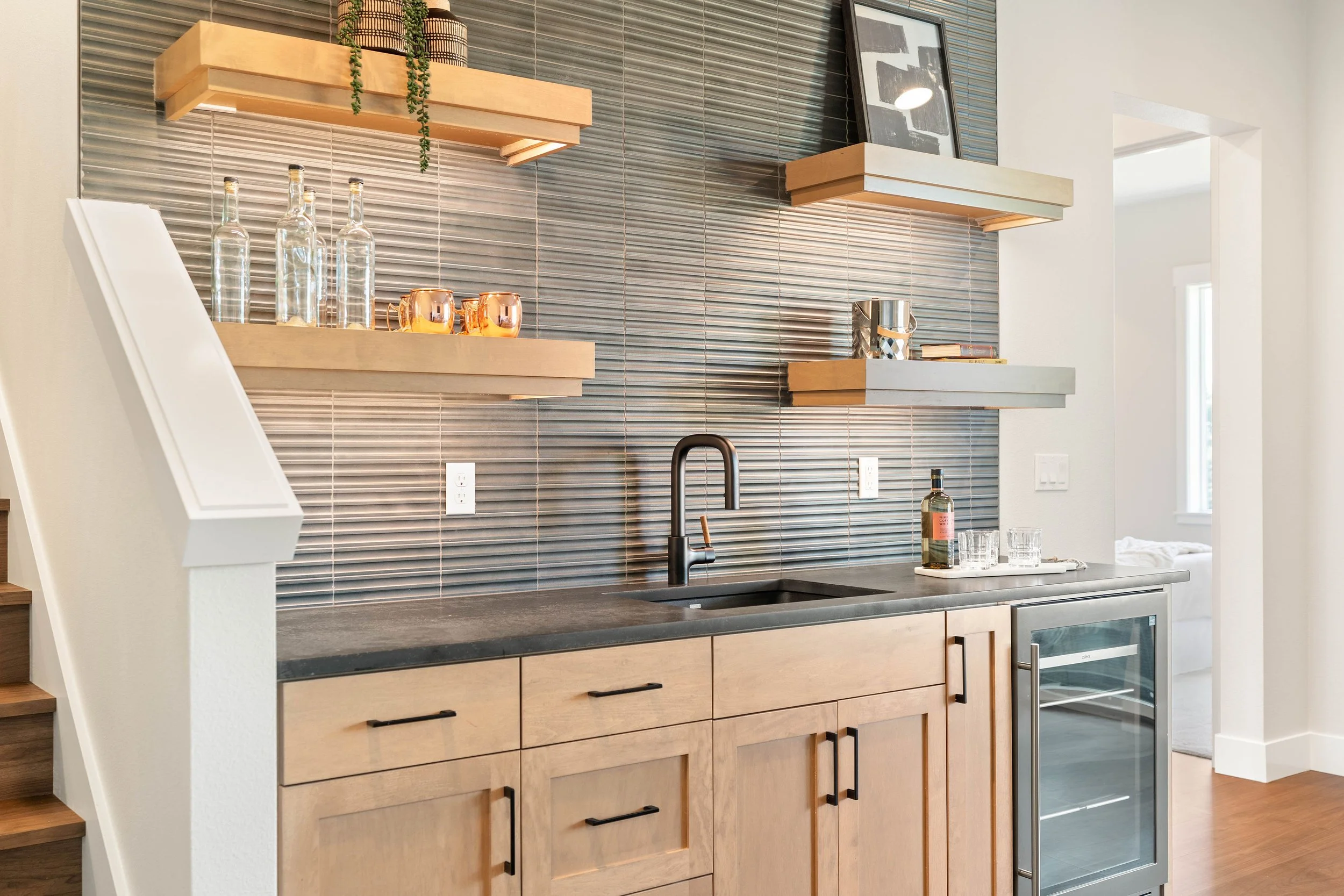 New construction luxury home wet bar in West Linn, Oregon by The Portlock Company