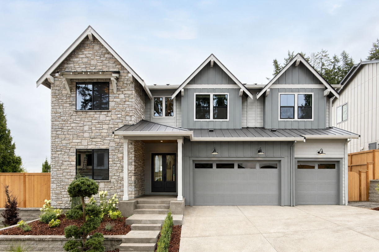 New construction luxury home in West Linn, Oregon, crafted by The Portlock Company — the Portland area’s trusted local home builder.