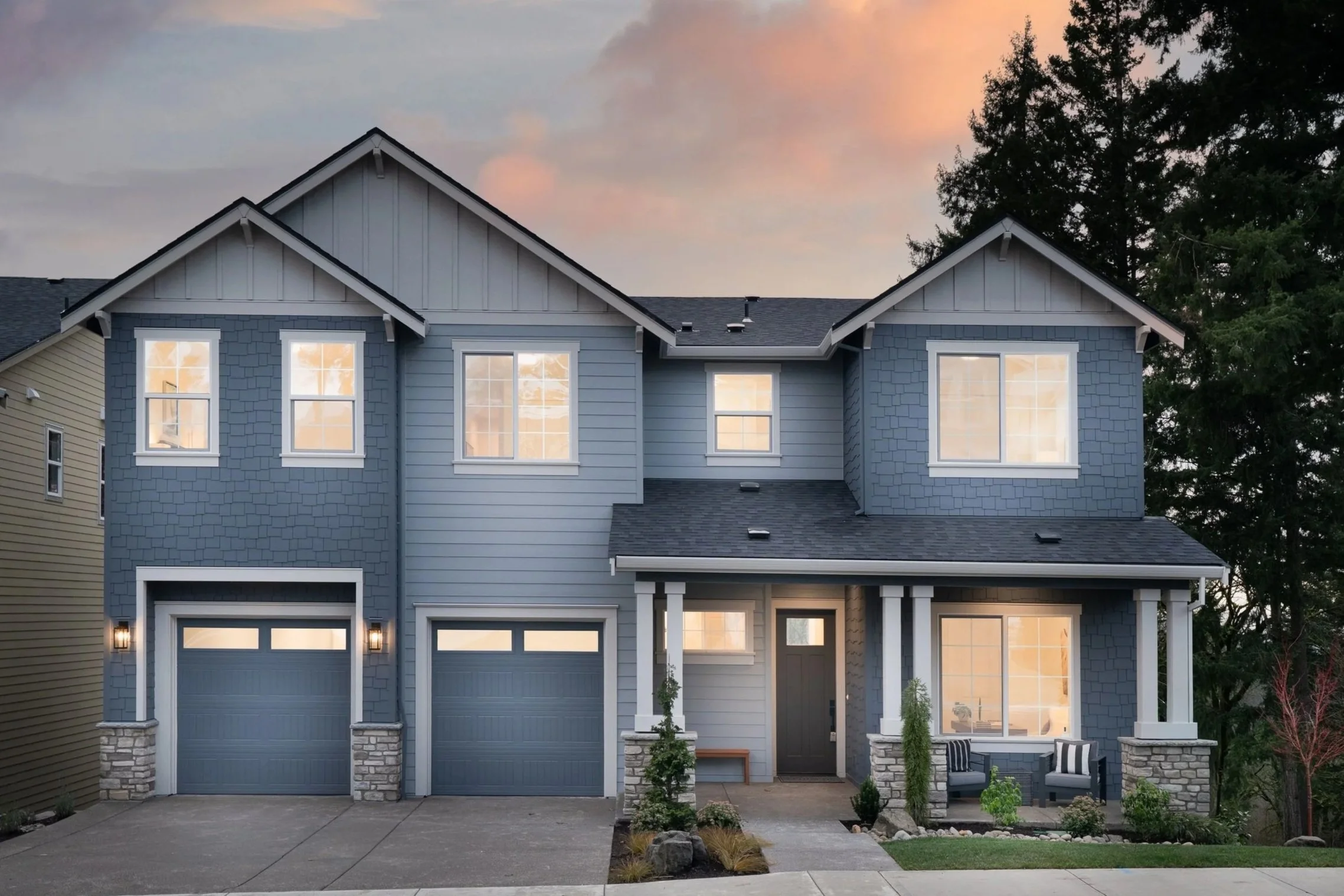 New construction luxury home in West Linn, Oregon, crafted by The Portlock Company — the Portland area’s trusted local home builder.