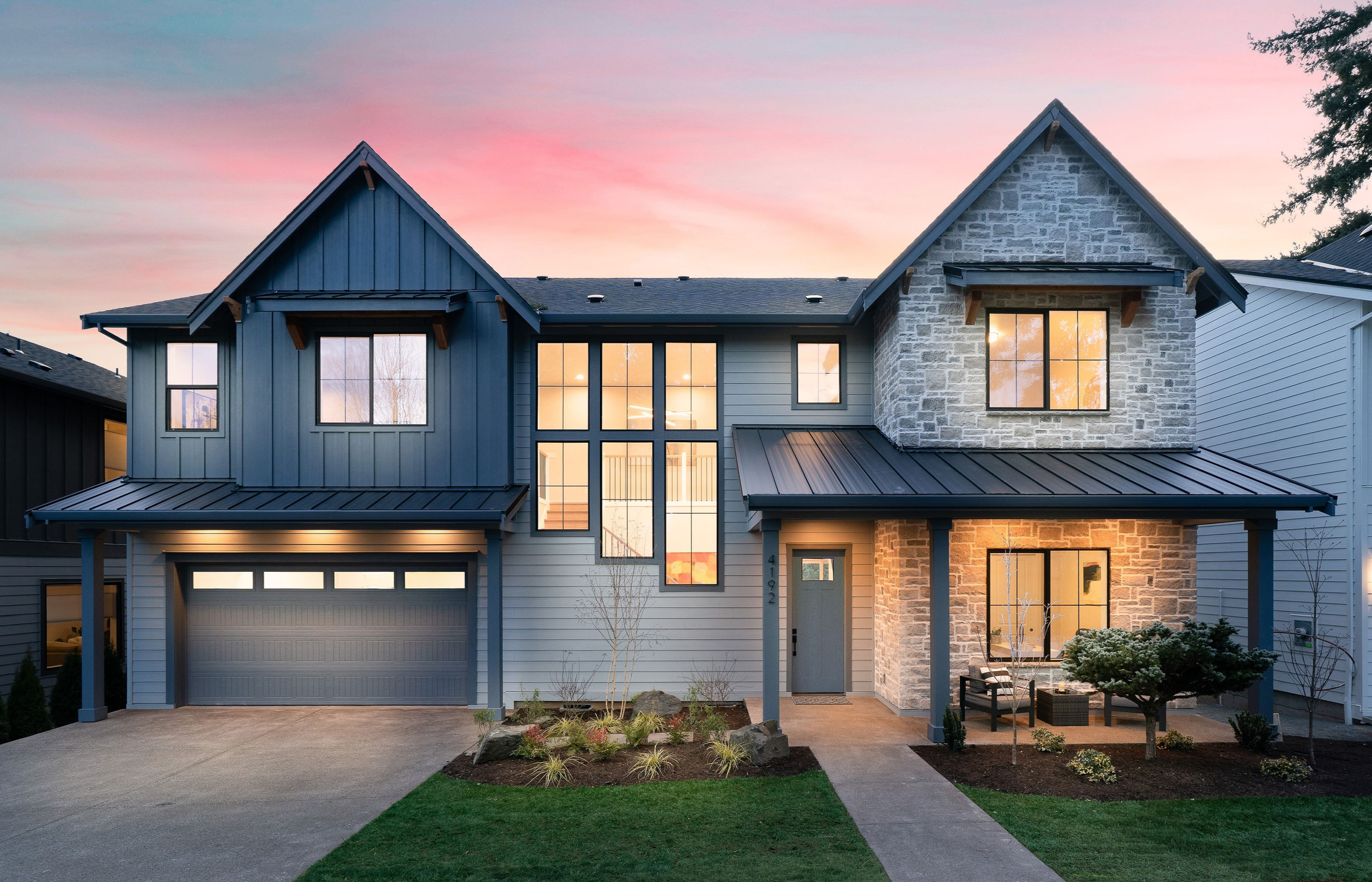 New construction luxury home in West Linn, Oregon, crafted by The Portlock Company — the Portland area’s trusted local home builder.