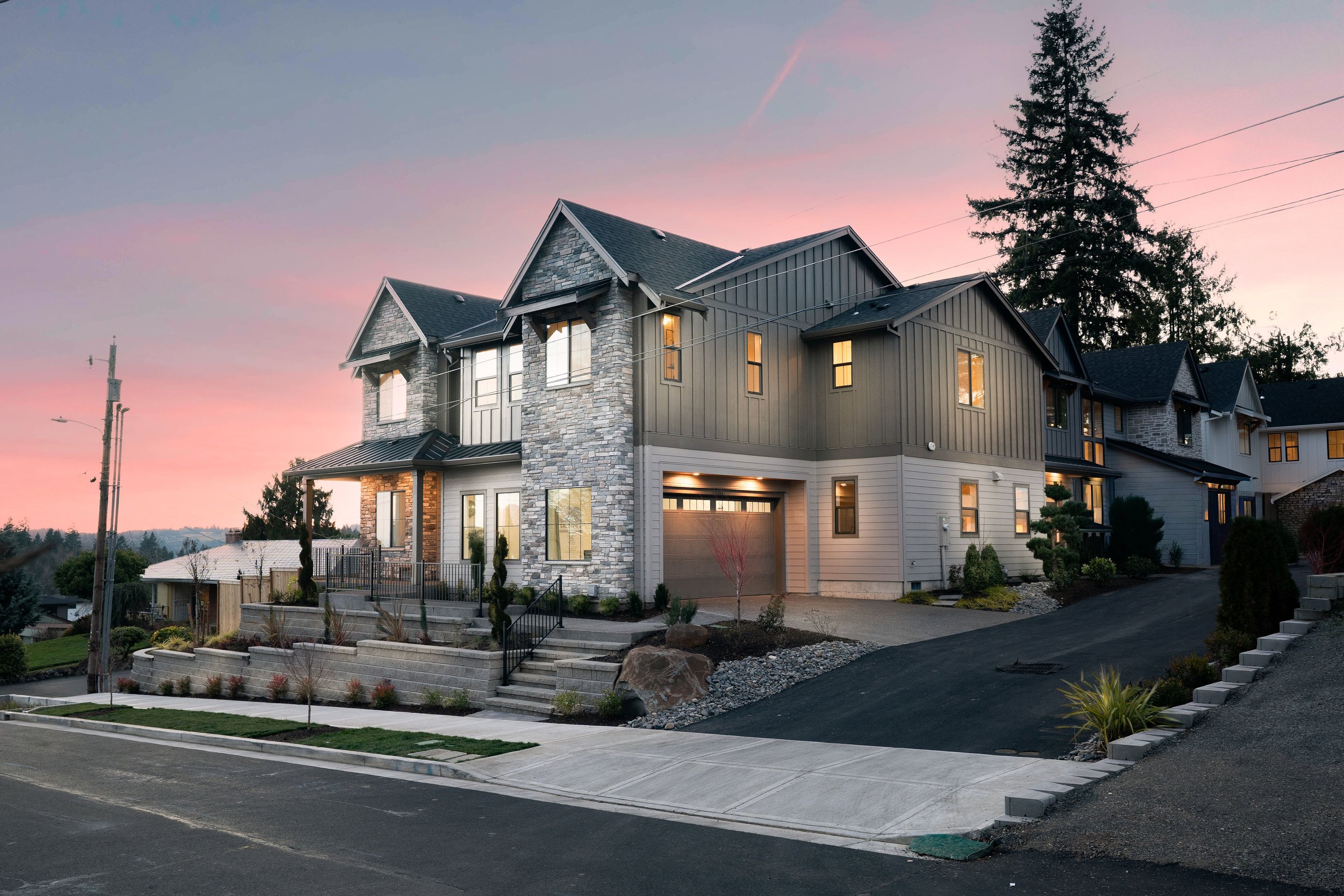 New construction luxury home in West Linn, Oregon, crafted by The Portlock Company — the Portland area’s trusted local new construction home builder.