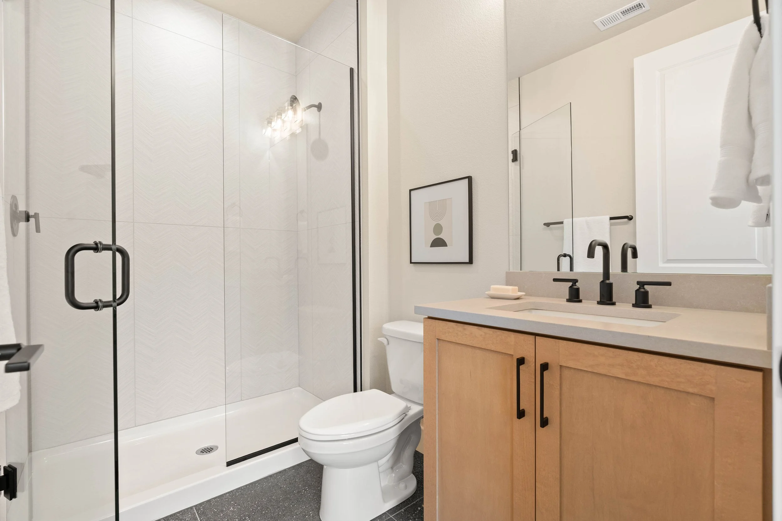 New construction luxury home bathroom in West Linn, Oregon by The Portlock Company