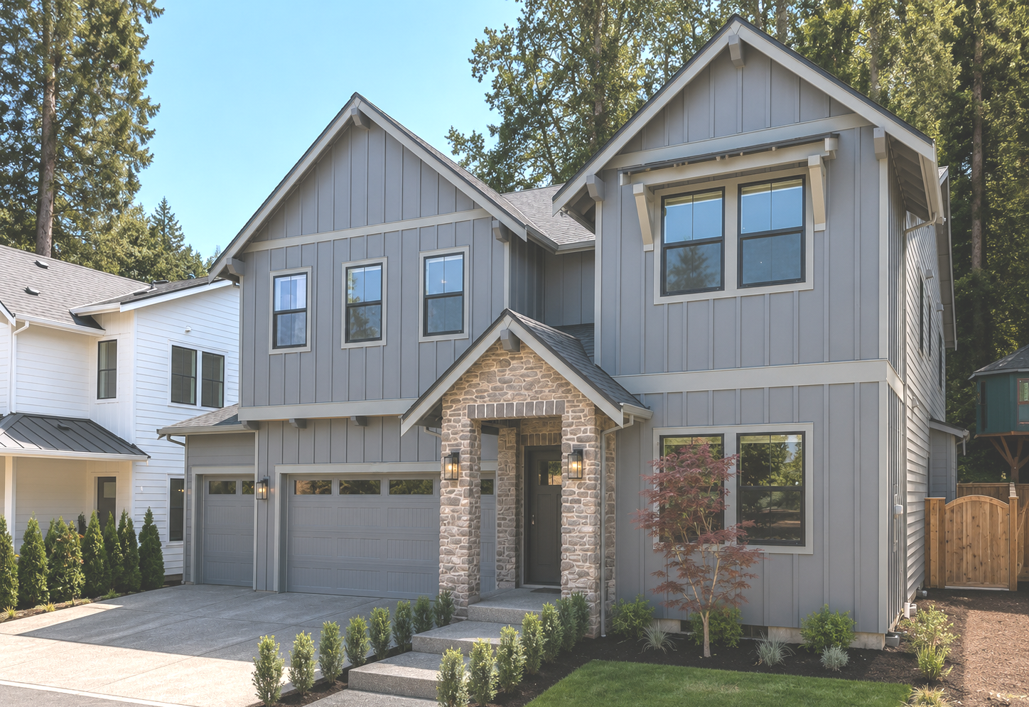 New construction luxury home in West Linn, Oregon, crafted by The Portlock Company — the Portland area’s trusted local home builder.
