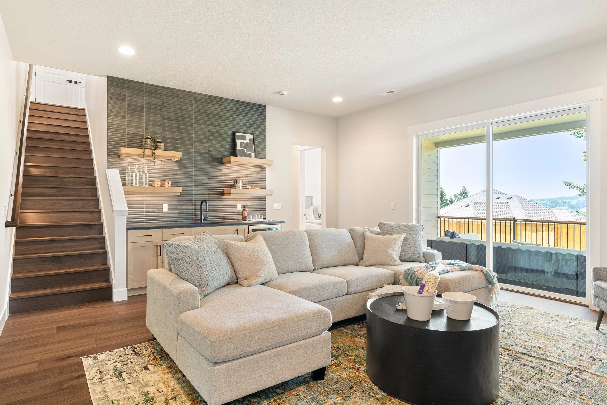 New construction luxury home media room in West Linn, Oregon by The Portlock Company