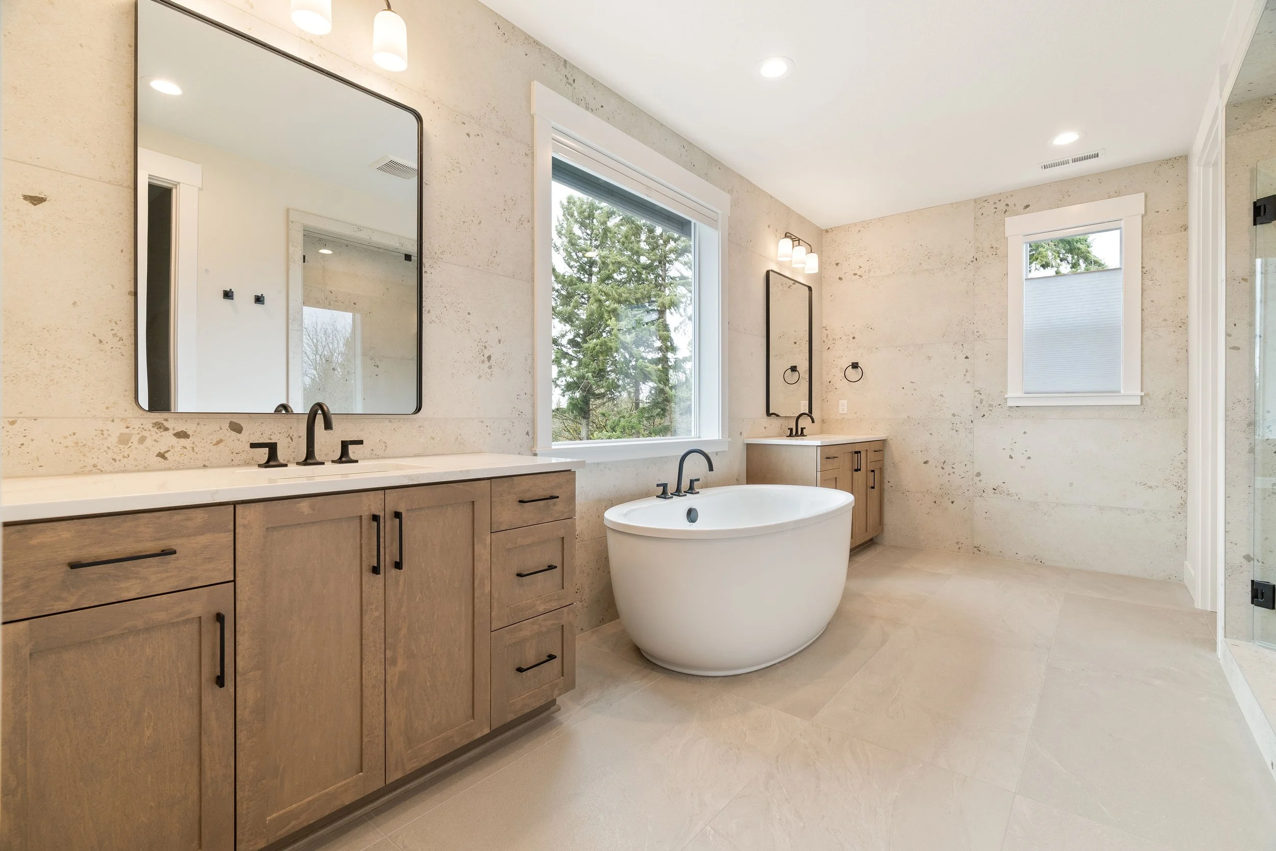 New construction luxury home in West Linn, Oregon, crafted by The Portlock Company — the Portland area’s trusted local home builder. 