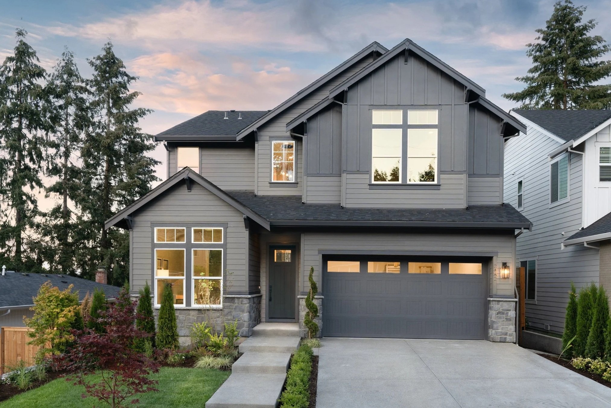 New construction luxury home in West Linn, Oregon, crafted by The Portlock Company — the Portland area’s trusted local home builder.