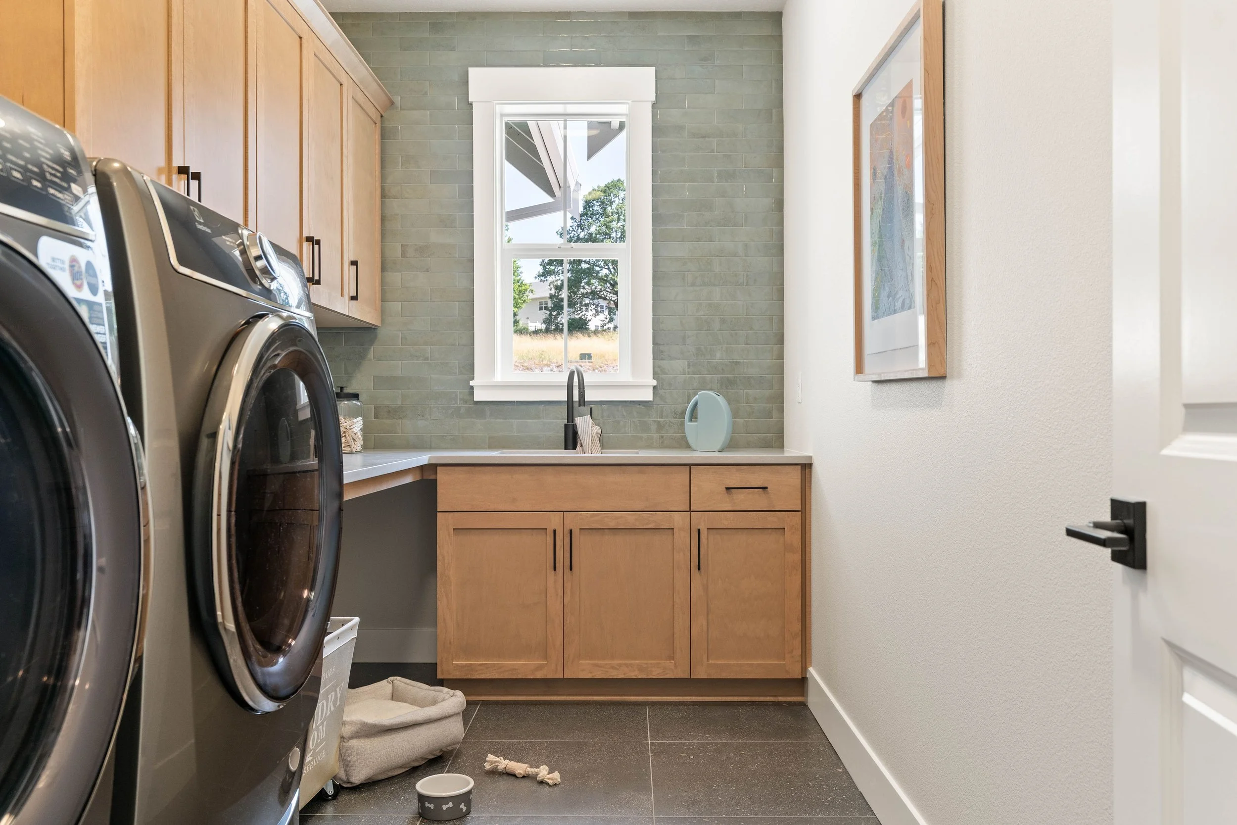 New construction luxury home laundry room in West Linn, Oregon by The Portlock Company