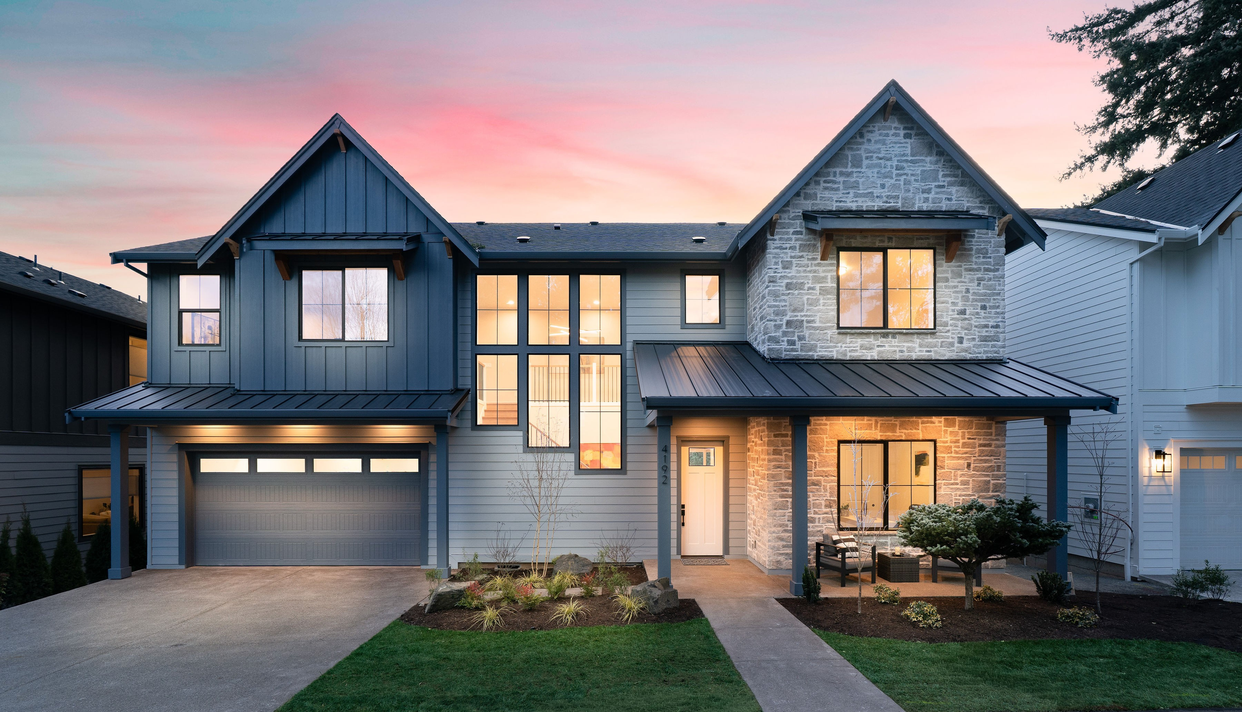 New construction luxury home in West Linn, Oregon, crafted by The Portlock Company — the Portland area’s trusted local home builder.
