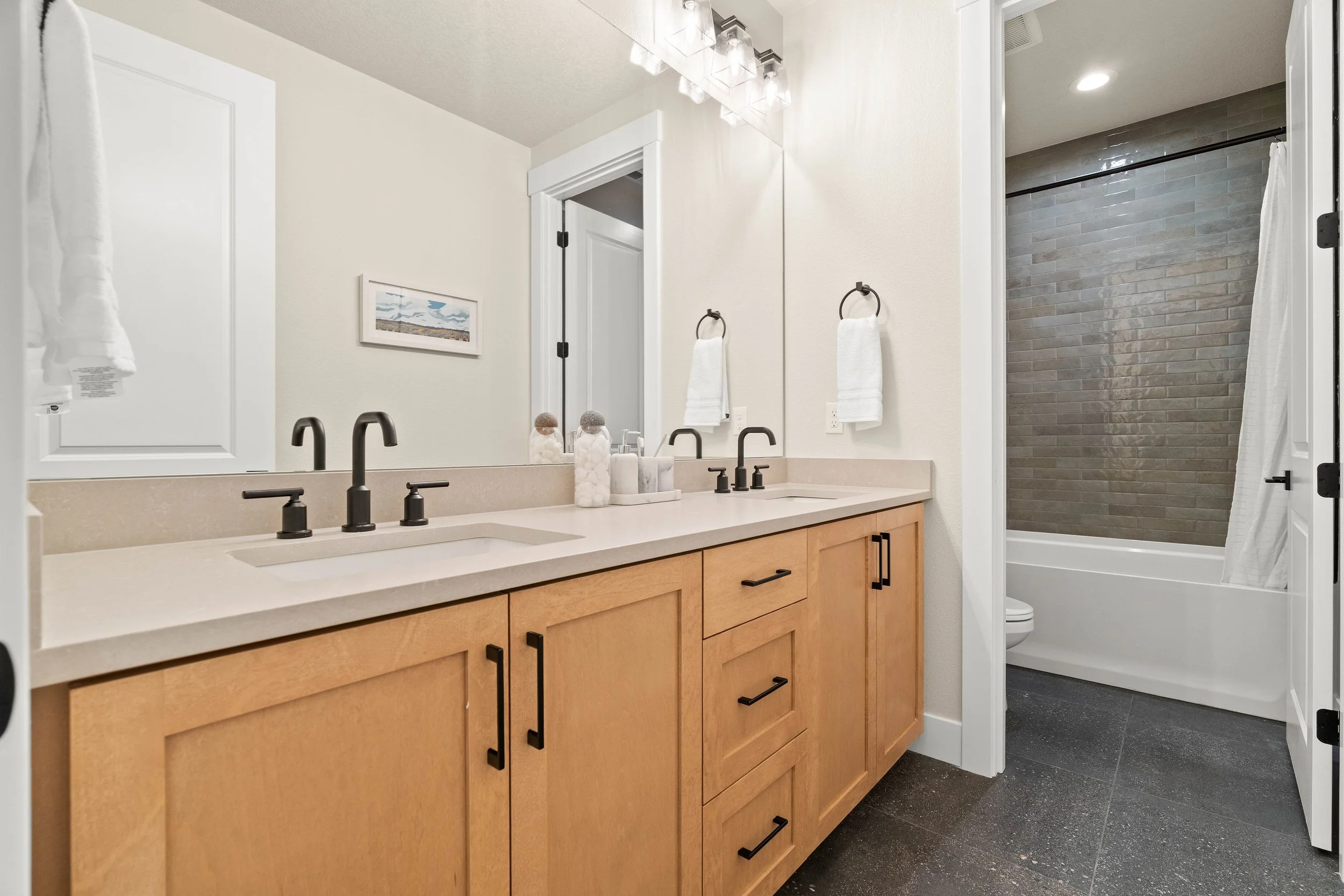 New construction luxury home bathroom in West Linn, Oregon by The Portlock Company