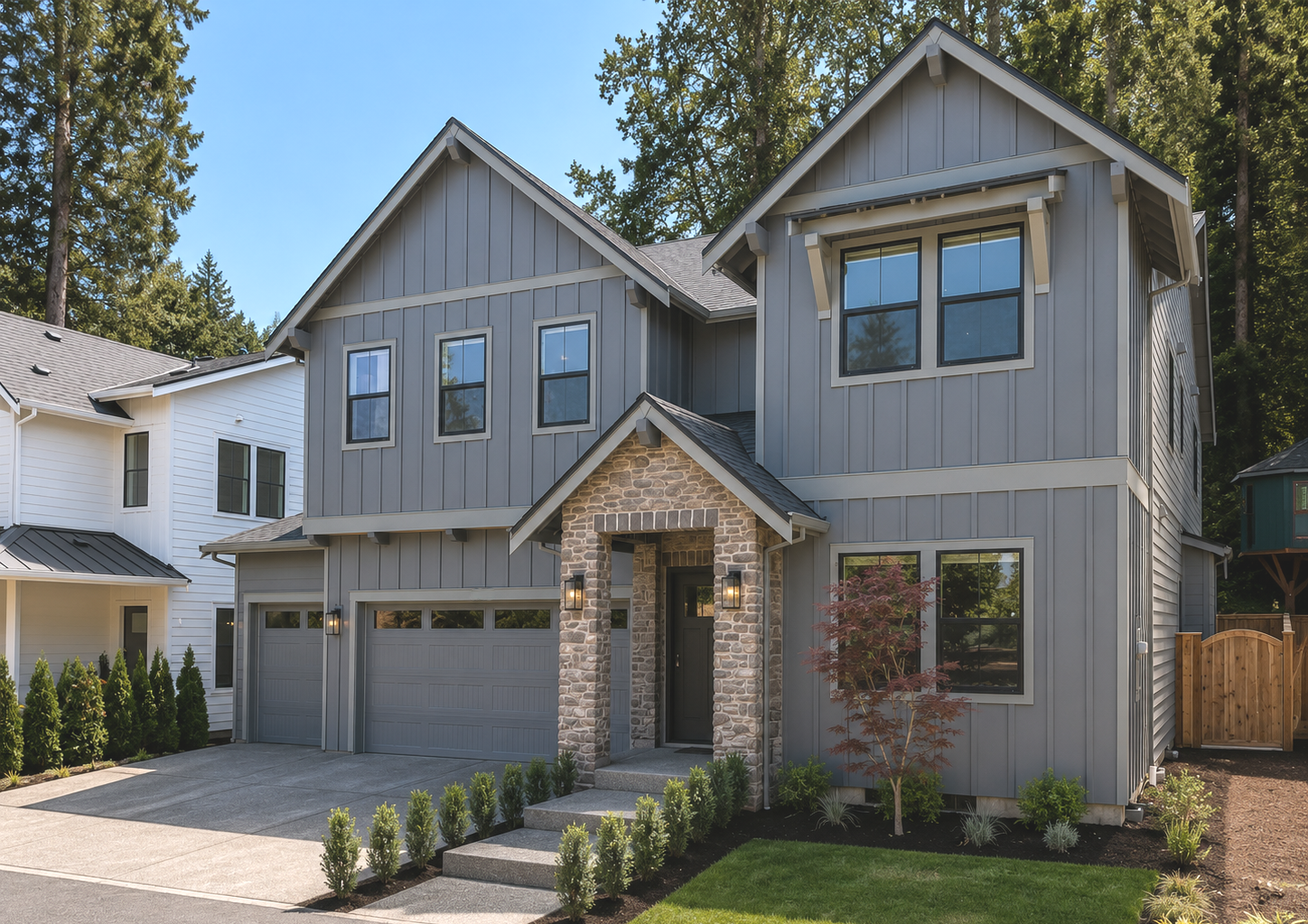 New construction luxury home in West Linn, Oregon, crafted by The Portlock Company — the Portland area’s trusted local home builder.
