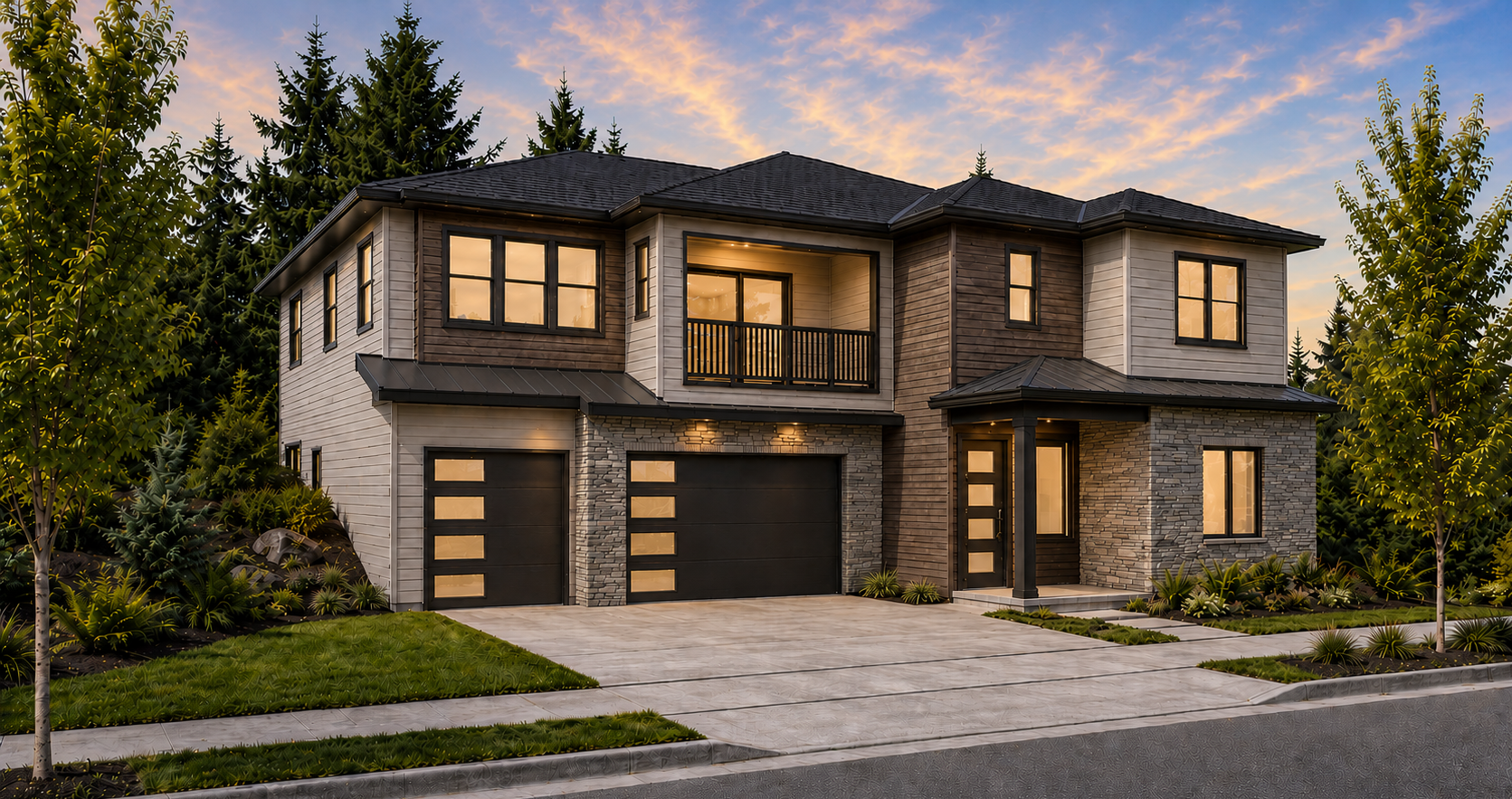 New construction luxury home in West Linn, Oregon, crafted by The Portlock Company — the Portland area’s trusted local home builder.