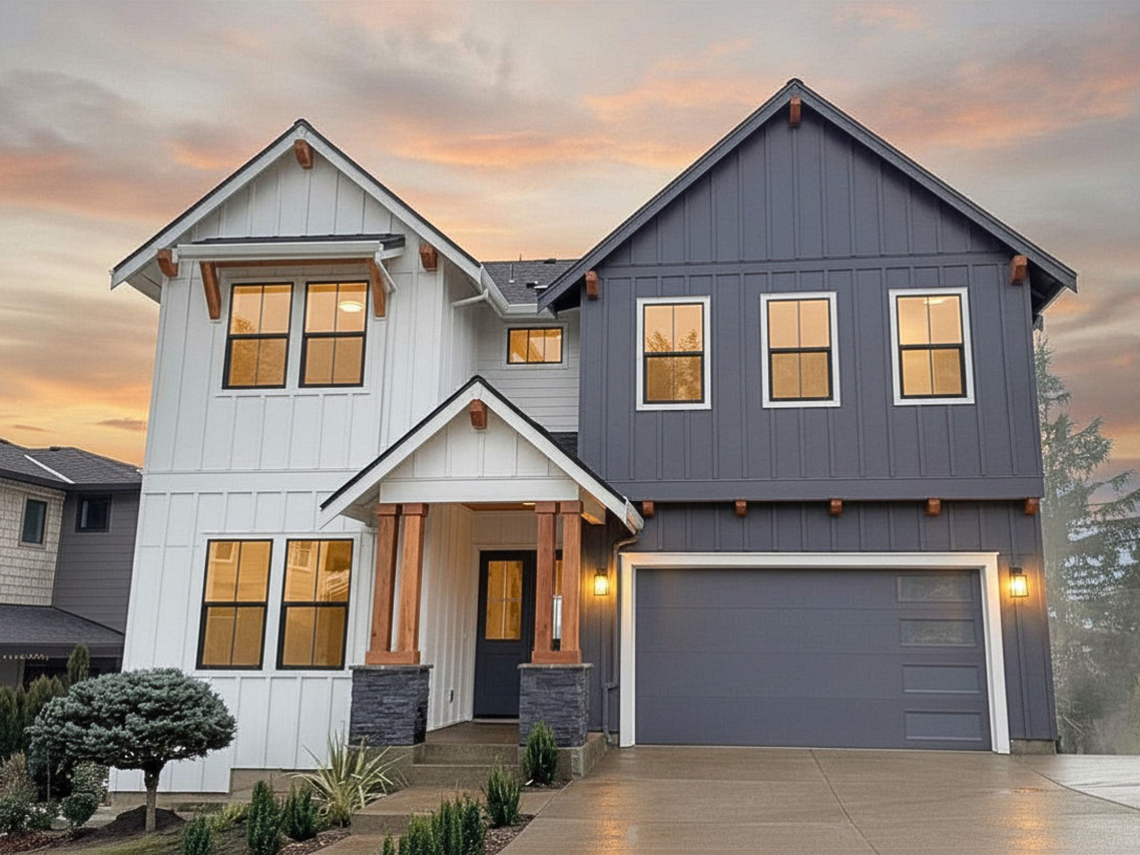 New construction luxury home in West Linn, Oregon, crafted by The Portlock Company — the Portland area’s trusted local home builder.