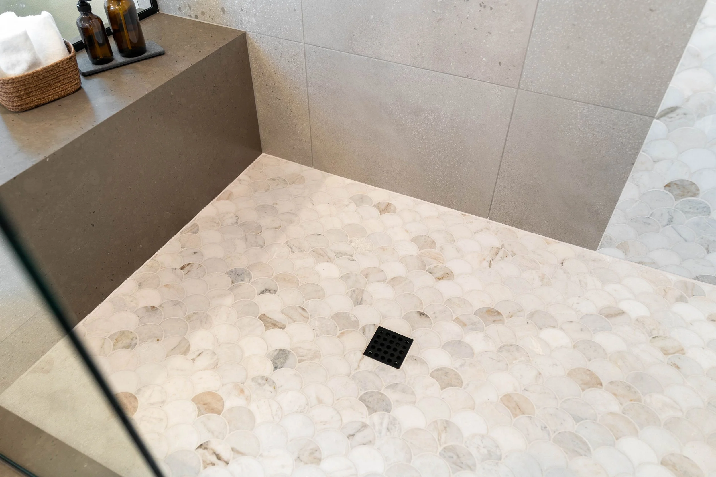 New construction luxury home primary ensuite bathroom in West Linn, Oregon by The Portlock Company