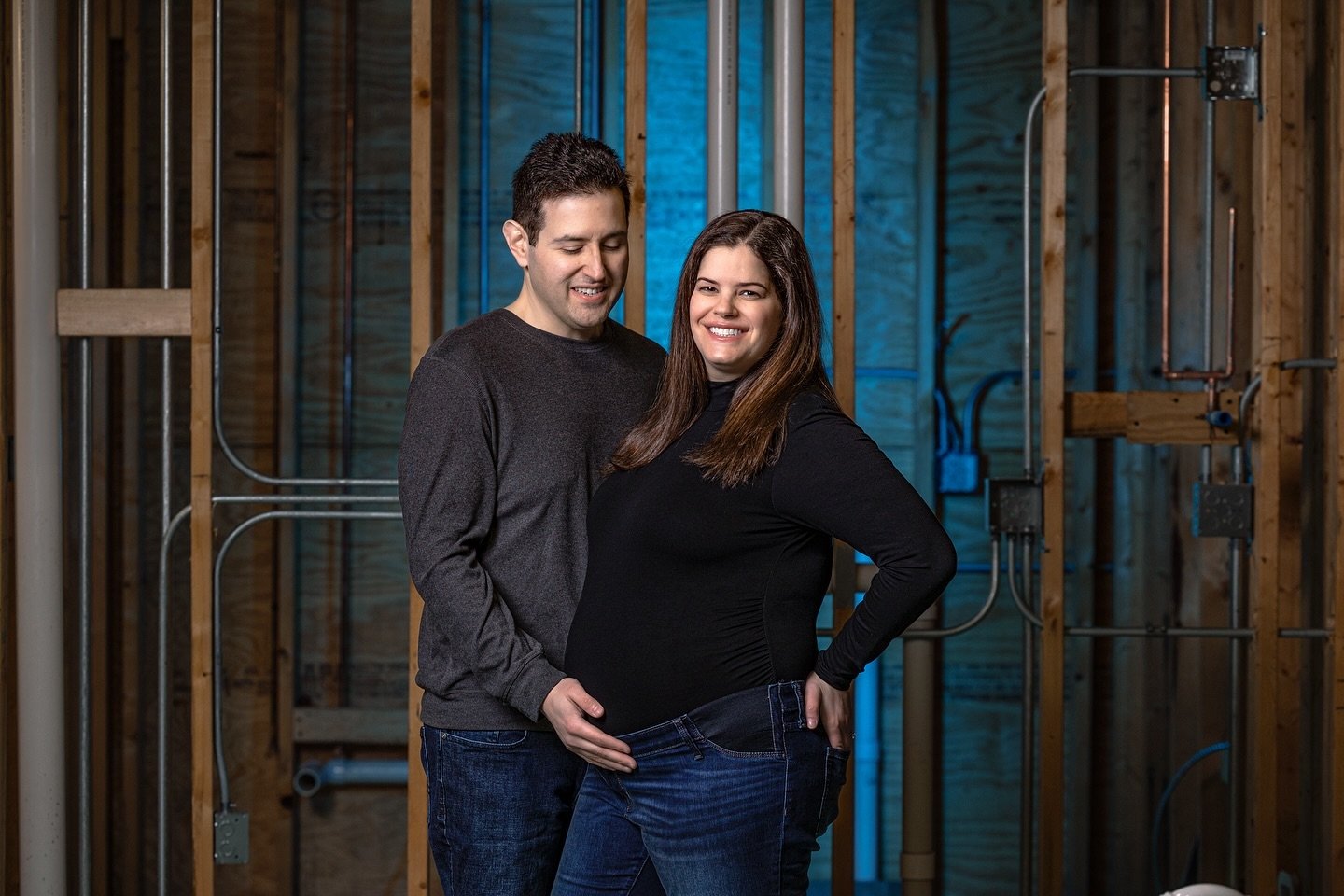 Under construction 🩵🚧🩷 These two had a vision for their maternity photos and we made it come true! New build on the inside and outside!!