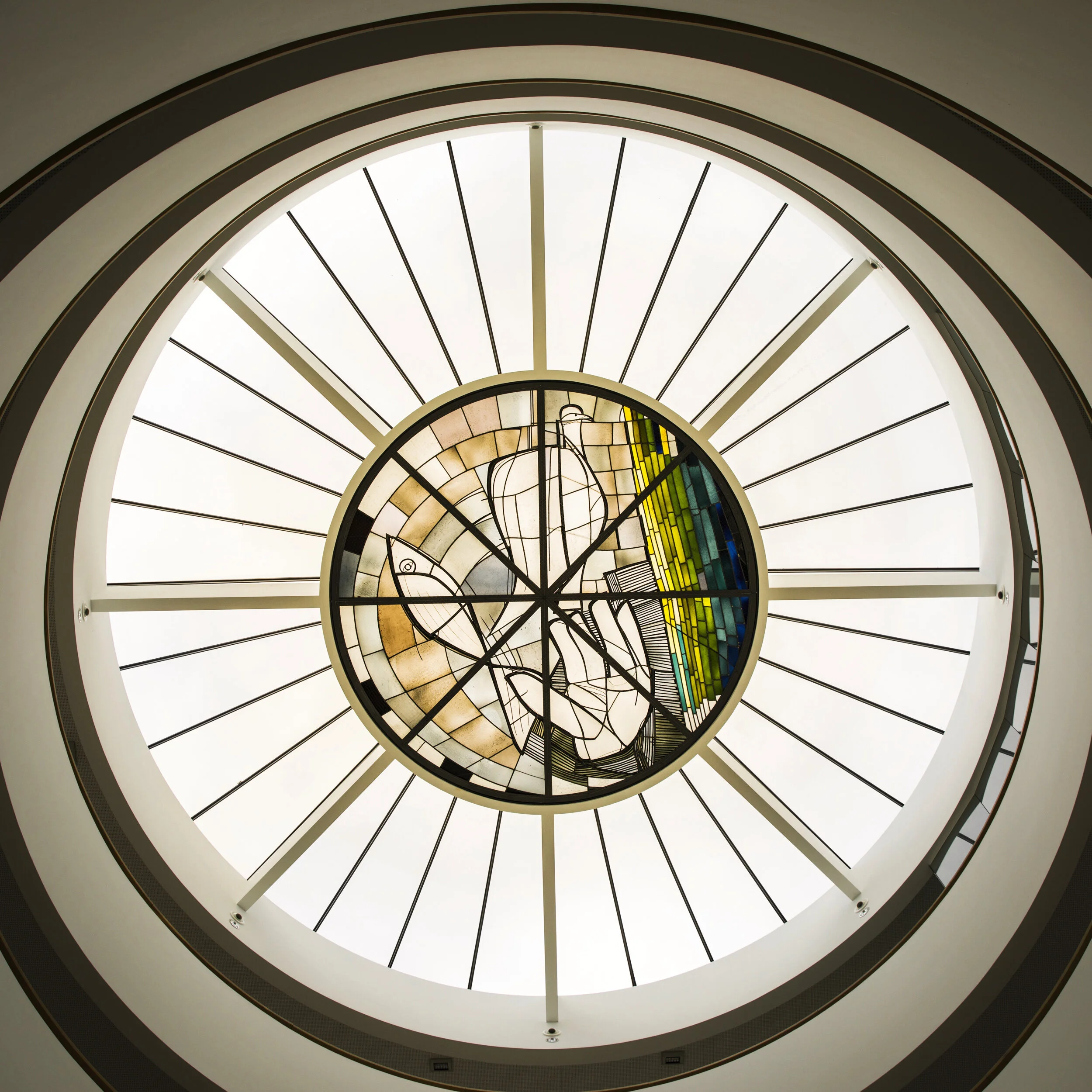 Glasdach im Campus der Hochschule Sankt Georgen in Frankfurt am Main: Architektur und Hochschulfotografie von Angelika Zinzow Fotografie