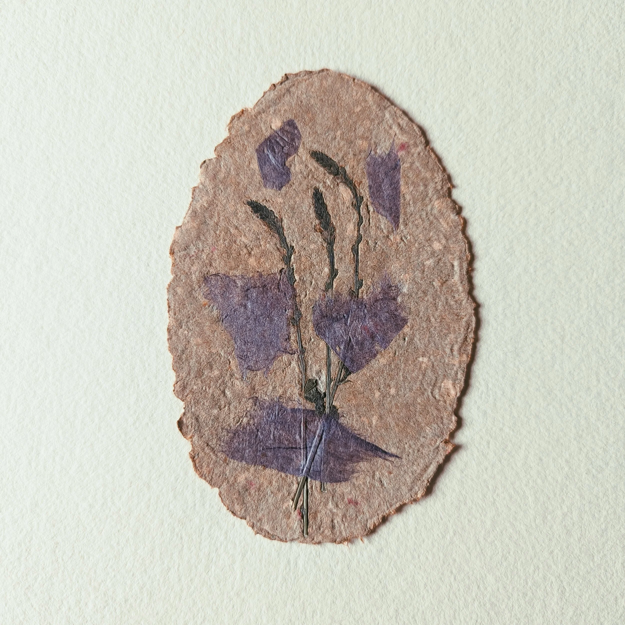 Getrocknete Blumen auf grobem braunem Papier