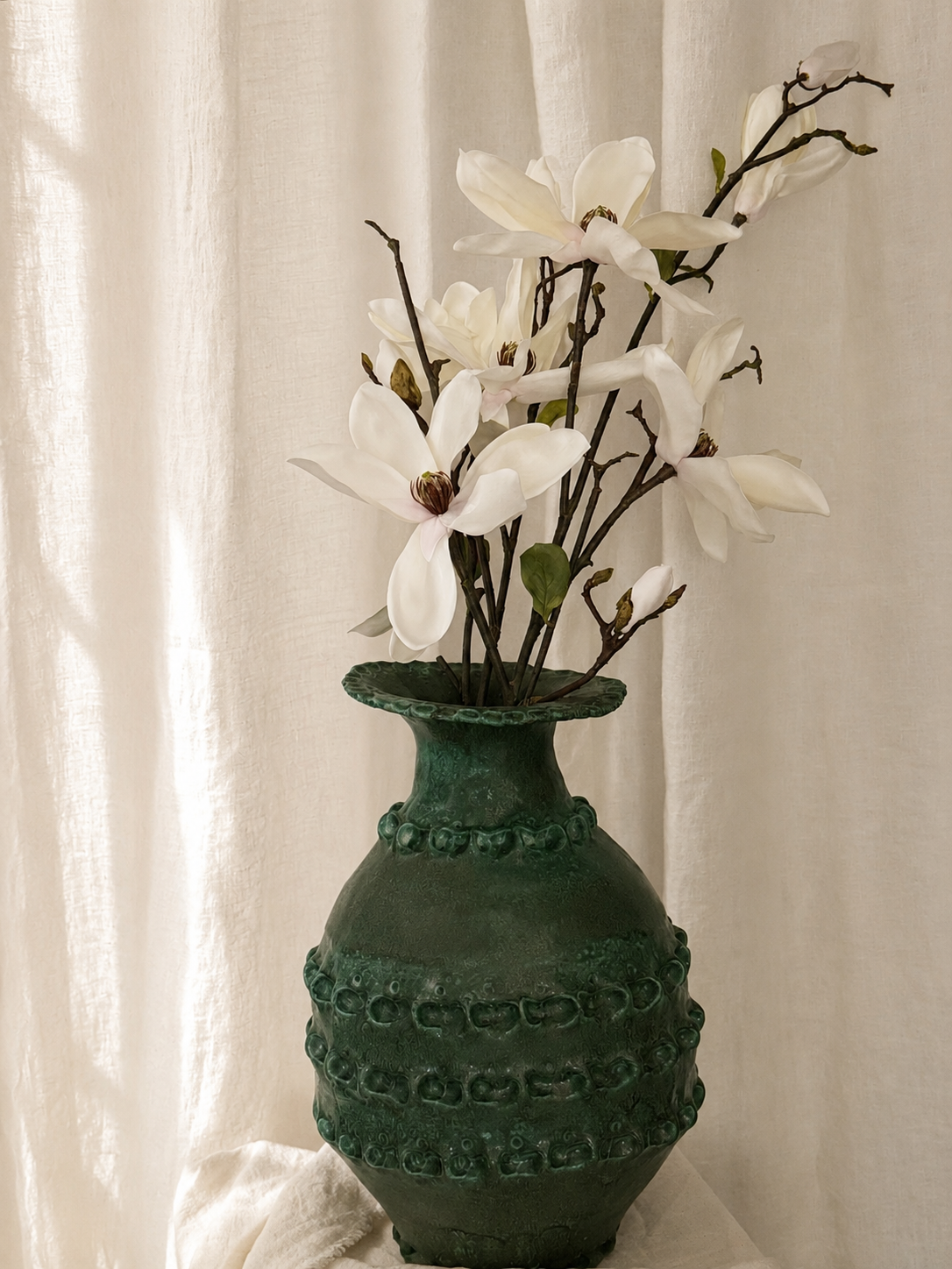 Green Wabi Sabi Pinched Vase