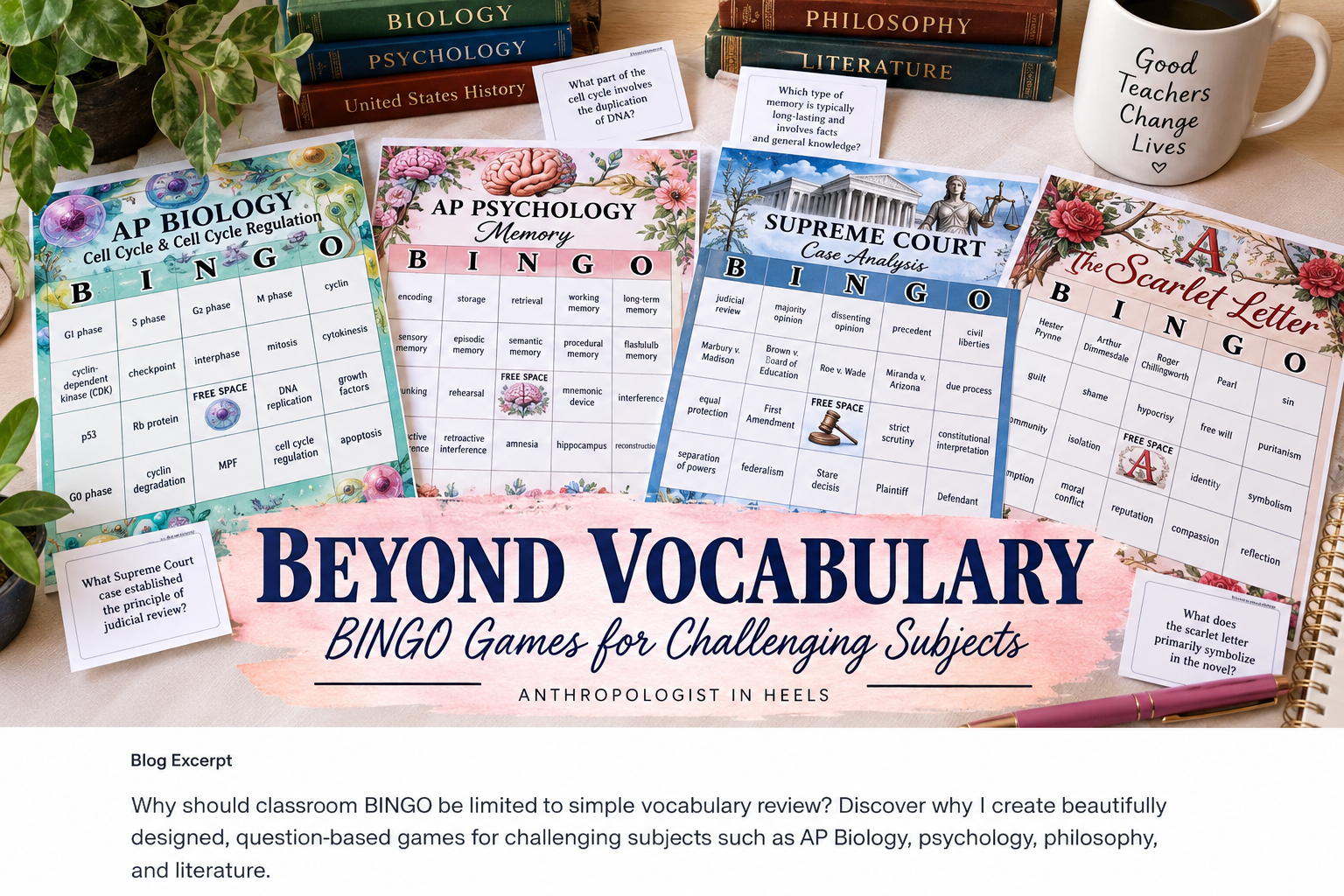 BINGO Games for AP Biology, Psychology &amp; More | Anthropologist In Heels