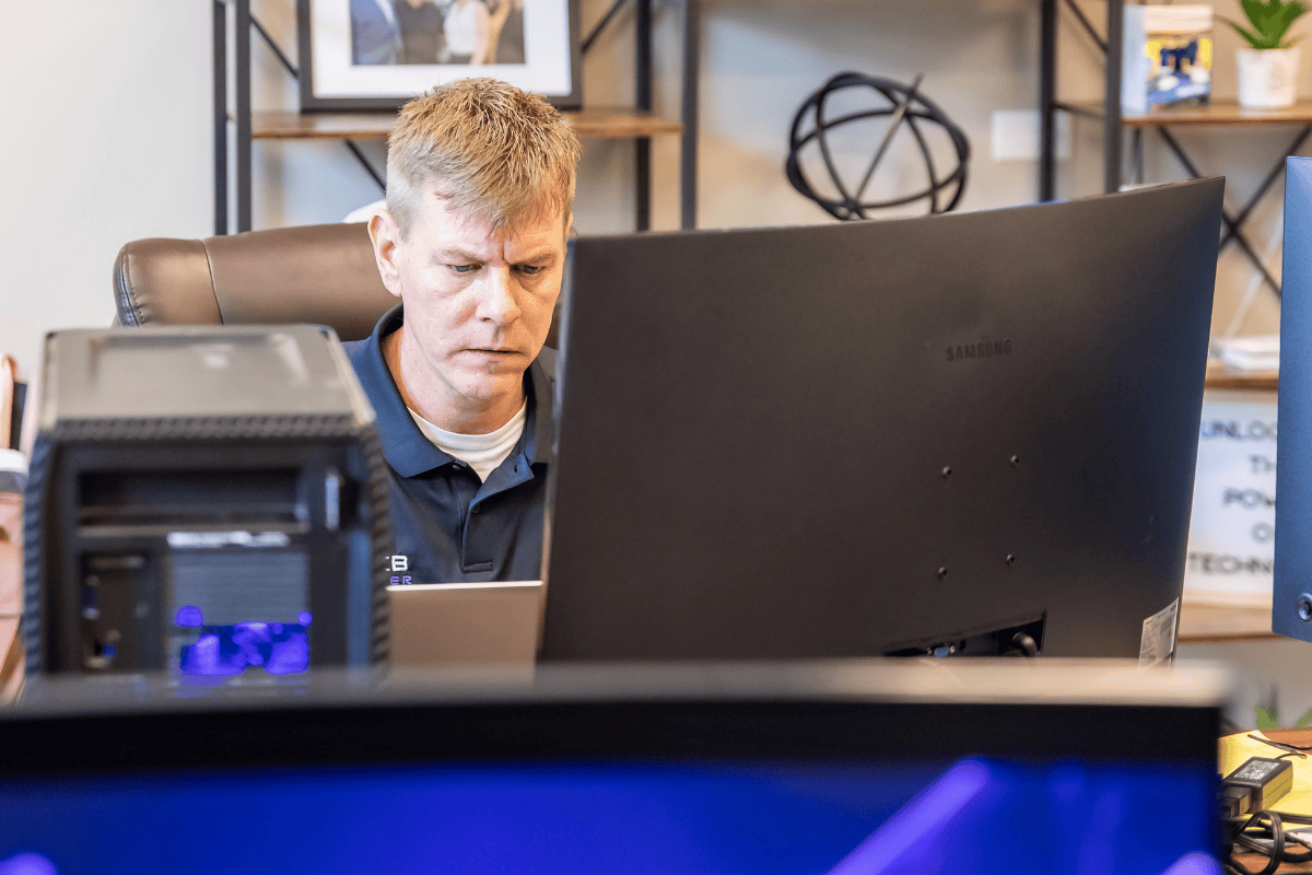 SKB Cyber team member performing a cybersecurity risk assessment.