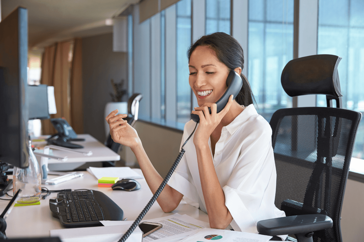 A person using VoIP Services.