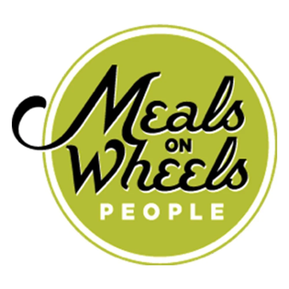 Logo with green circle background and black and white text that reads "Meals on Wheels People."