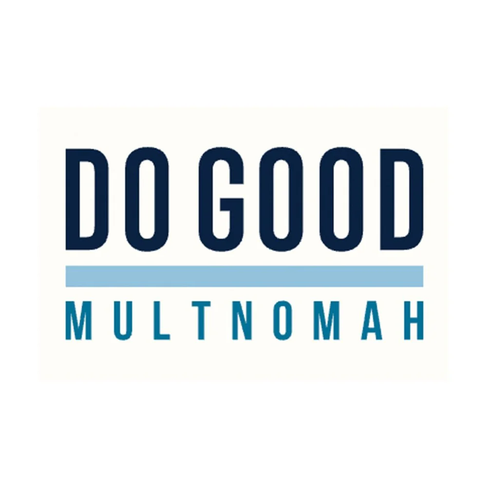 Do Good Multnomah logo with text in dark blue and light blue on a white background.