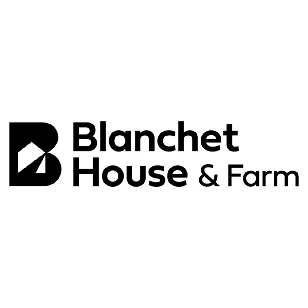 Logo for Blanchet House & Farm in black and white.