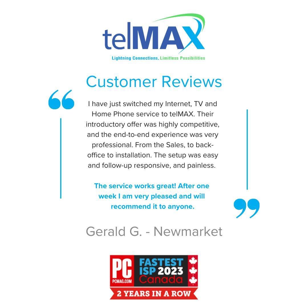 🌟 We love hearing from our satisfied customers! 🌟

Thank you, Gerald G., for your glowing review! 🚀 

If you haven't experienced the telMAX difference yet, don't wait any longer! Visit https://bit.ly/3SqXCCB and join telMAX today! 💻🚀

#HappyCust