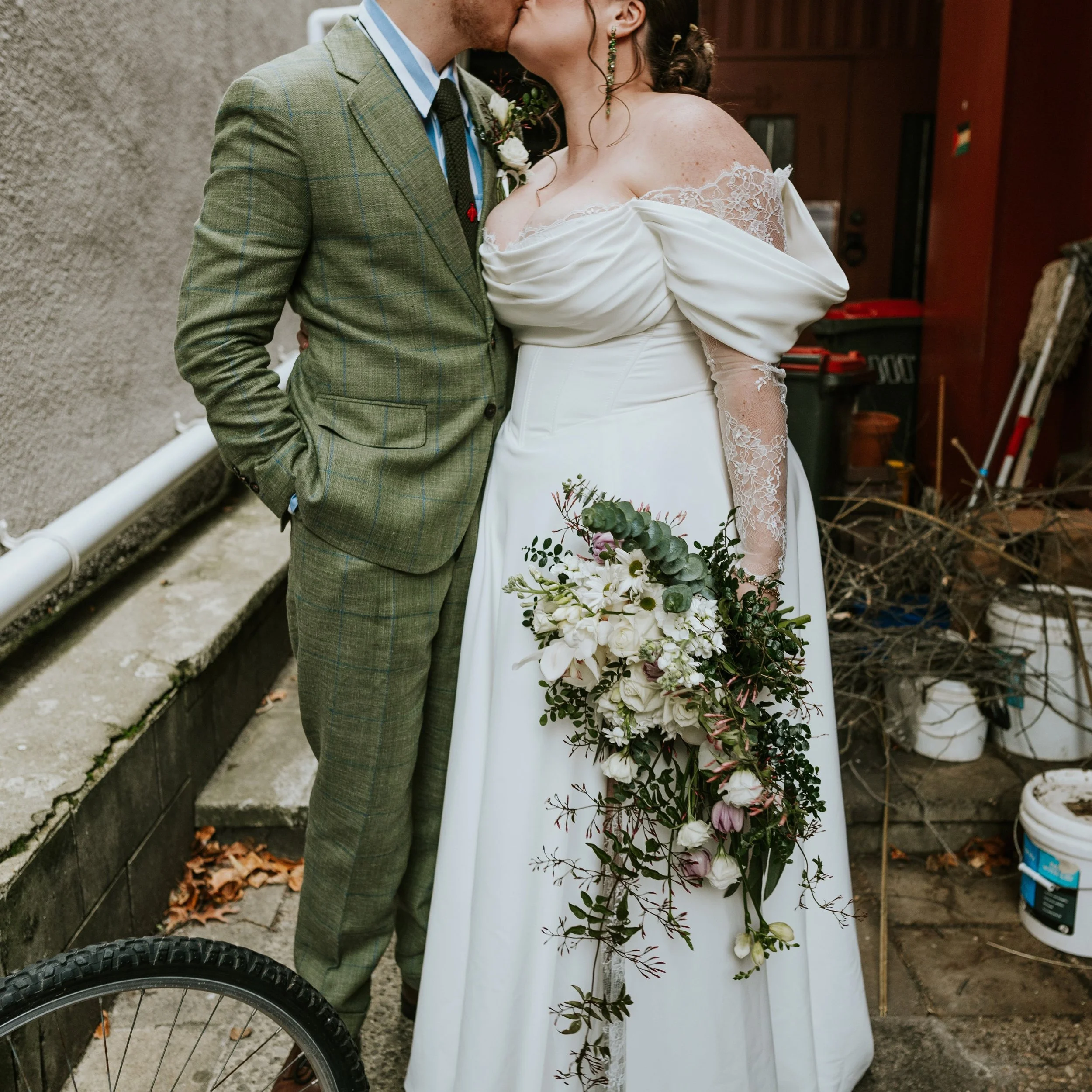 Congratulations to this lovely couple, Tommy &amp; Erin.

Tommy wanted something different from the usual wedding suit, something he could show off again and again.

When he saw this silk linen wool blend in a window pane check, he was in. He loved t
