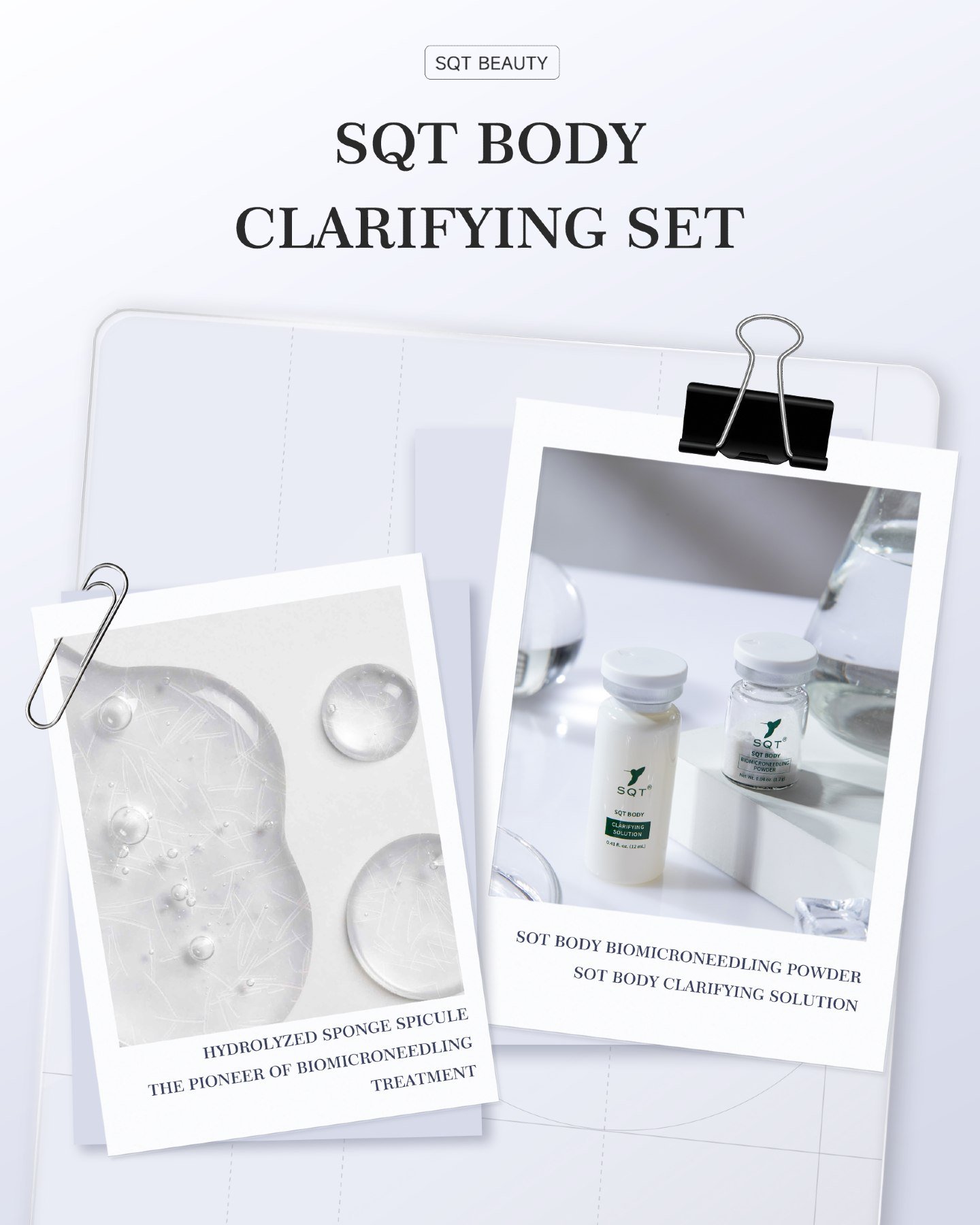 When it comes to body concerns like breakouts, congestion or stretch marks, professional treatments can make all the difference.

The SQT Body Clarifying Kit is formulated to support skin renewal while helping improve the appearance of:

&bull; Body 