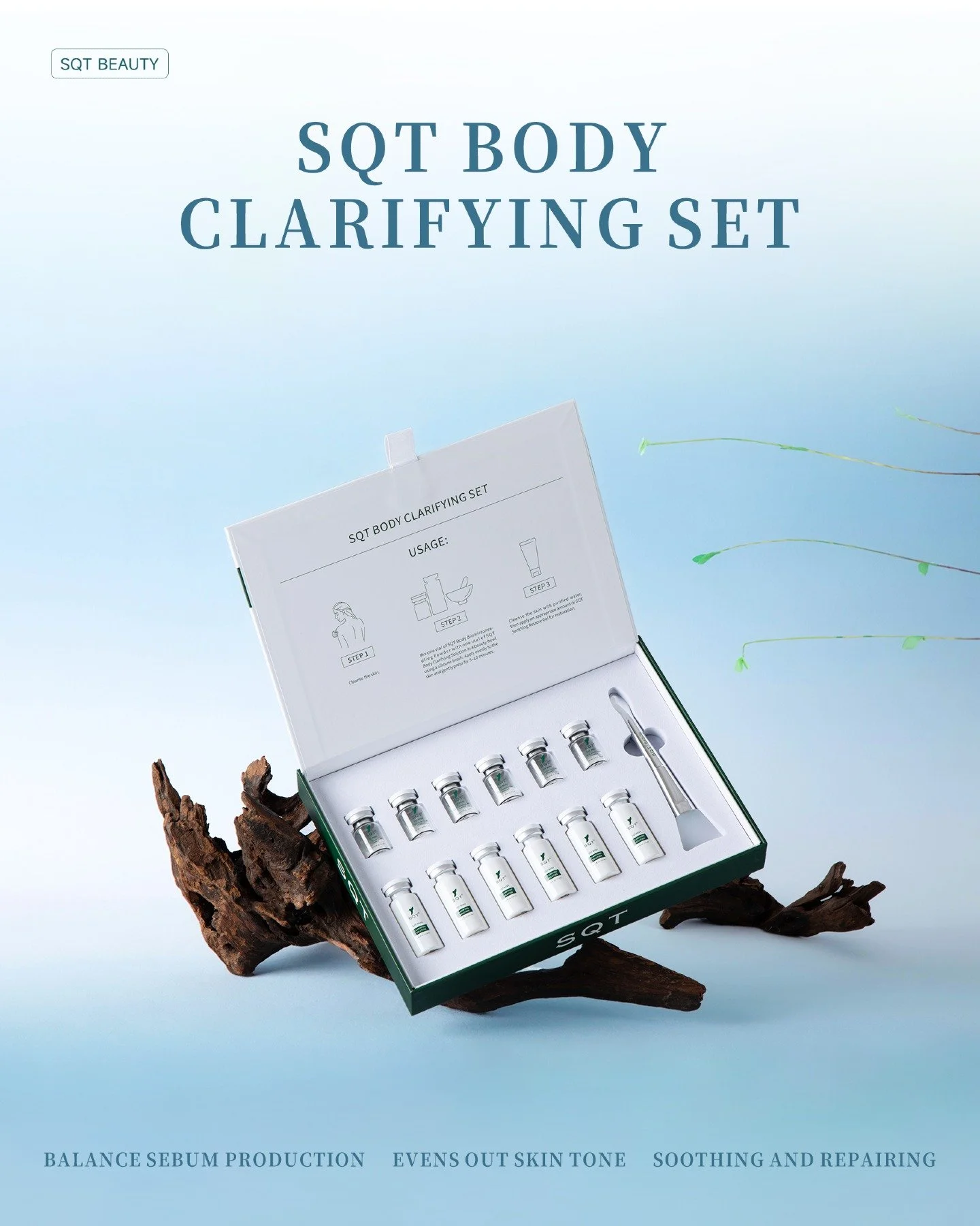 Say goodbye to uneven skin tone and excess oil with the SQT Body Clarifying Set.

Formulated to:
▪️ Balance serum production to keep skin healthy and shine-free
▪️ Even out skin tone for smooth, radiant skin
▪️ Soothe &amp; repair to calm irritation 