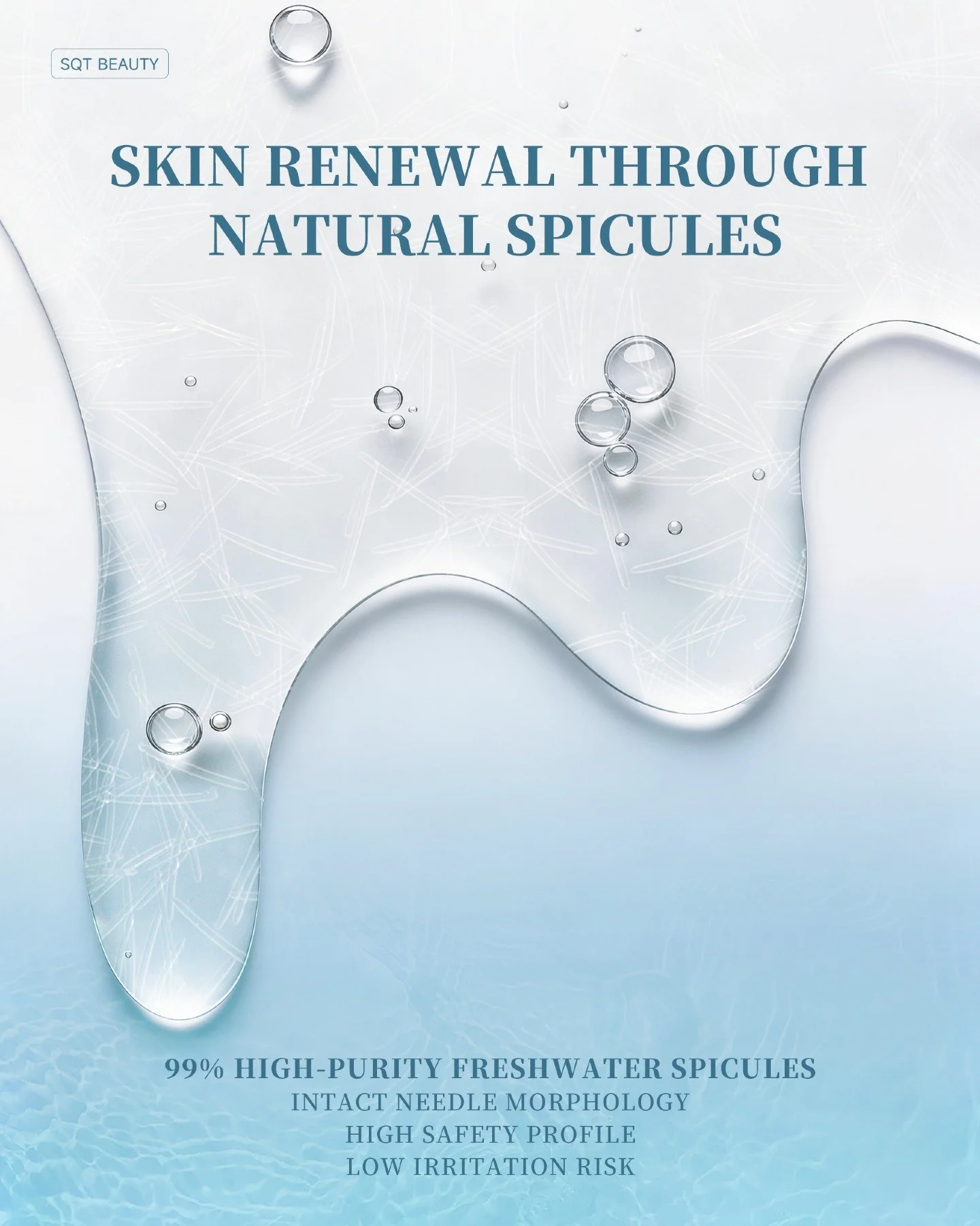 What makes SQT's bio-microneedling different?

It starts with the quality of the spicules. SQT uses 99% high-purity freshwater spicules with intact needle morphology, meaning they retain their natural structure to effectively create micro-channels in