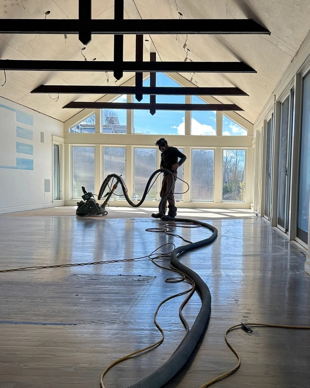 Moving walls can come with some extra surprises: notably, strangely shaped holes in the floor.

Small sections of scuffed, stained, damaged or missing floors don&rsquo;t necessarily mean you have to replace the entirety of a room&rsquo;s flooring. 

