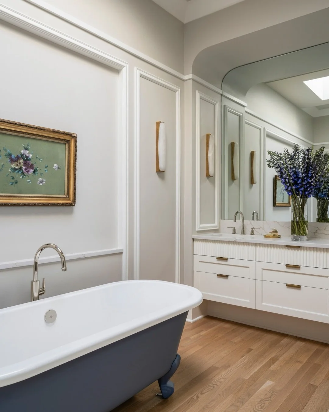 Architecture is about more than just layout. In this project, the original skylight started as a practical necessity. But by reframing the ceiling, integrating custom millwork, and letting a soft color palette enter the conversation, that opening bec