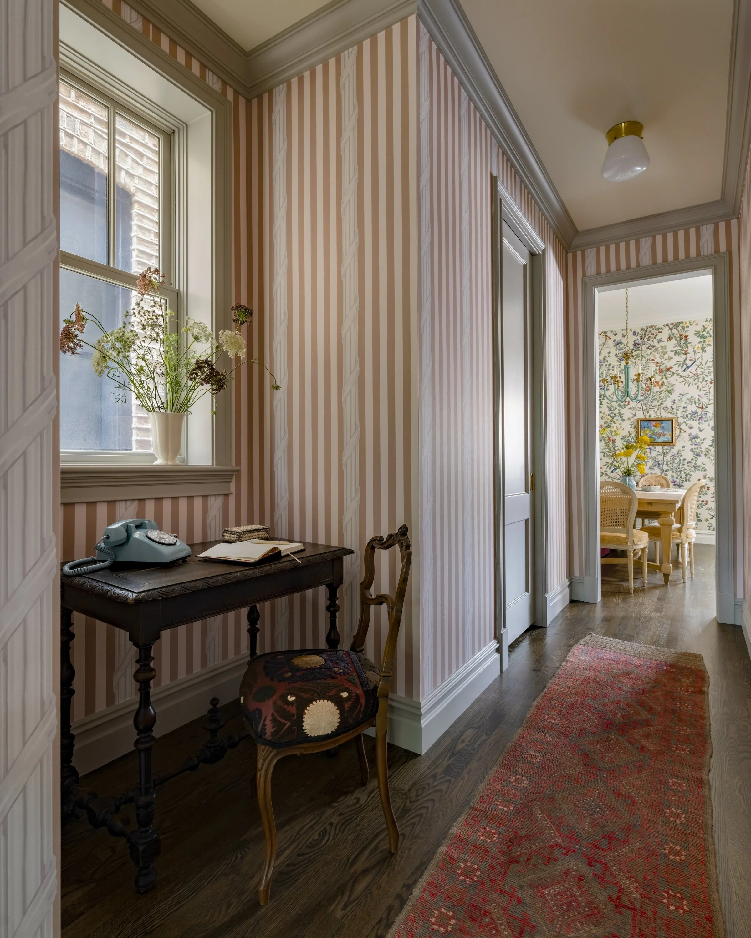 Wicker Park_Single Family Home Remodel_Luxury Build_Wallpaper Hallway_Ratia Construction.jpg