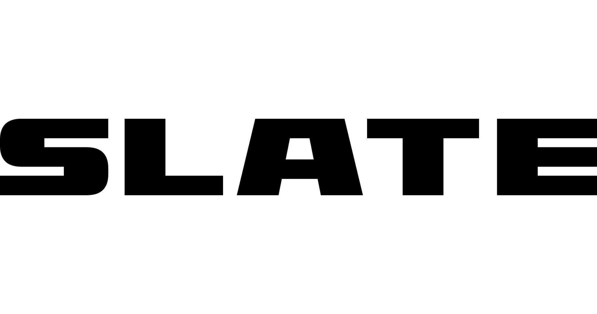 Bold black text spelling 'SLATE' on a white background.