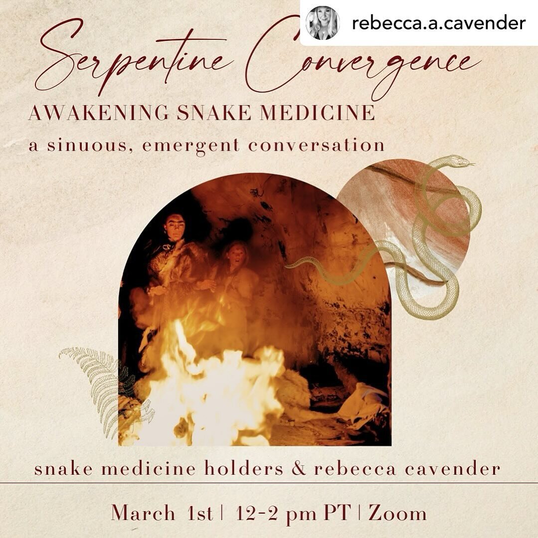 Posted @withregram &bull; @rebecca.a.cavender Come, be mesmerized by this emergent, spontaneous dialogue about snake&hellip;

We&rsquo;d love for you to join us for an evocative group conversation about the mystique and remembrance of snake medicine.