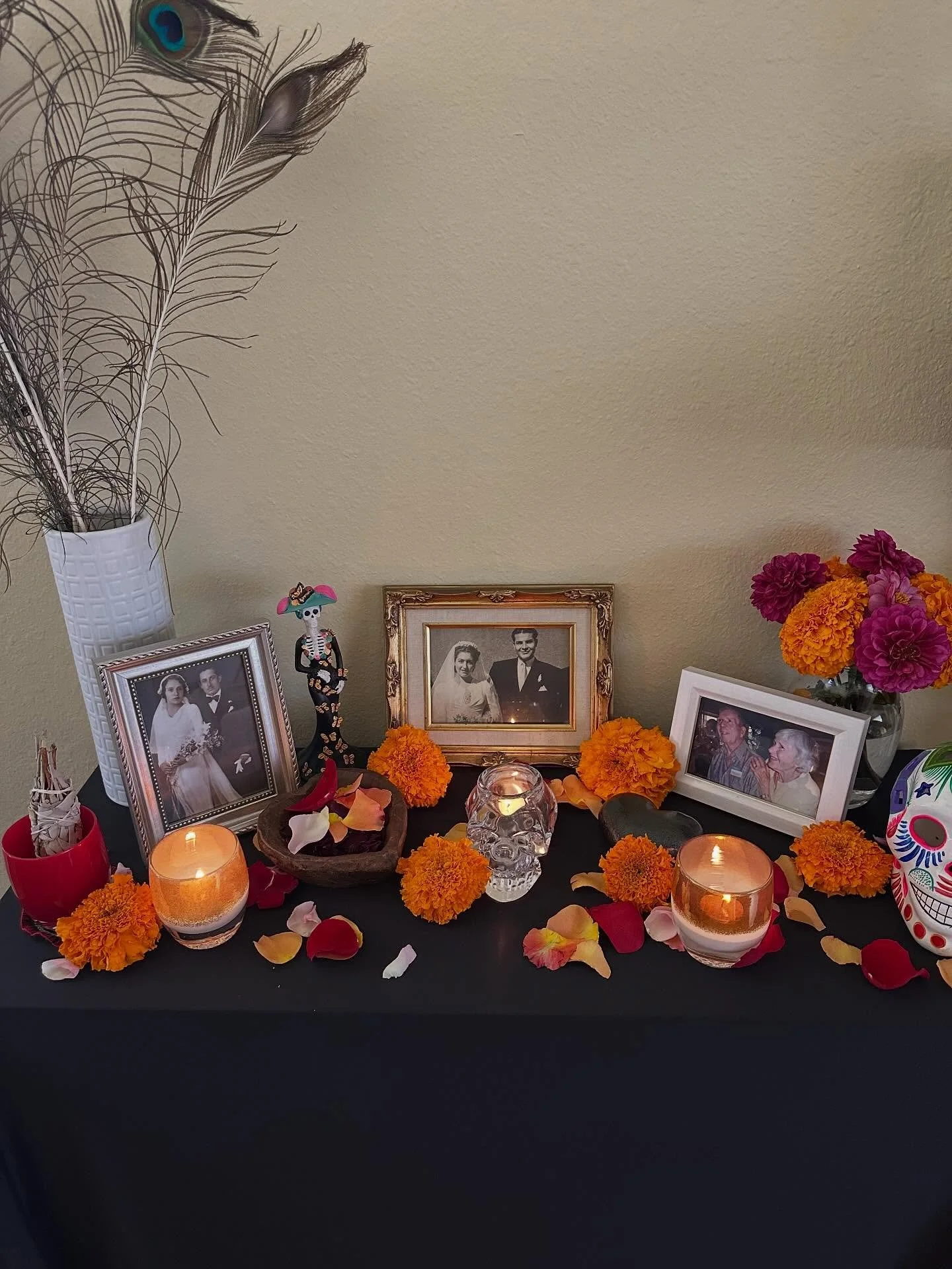 Creating la ofrenda for my ancestors has always been an act of devotion and love. 

Taking time to sing and speak to them as the flowers and the candles are lit is a moving prayer. 

In years past, I would offer my home, opening the space to gather f