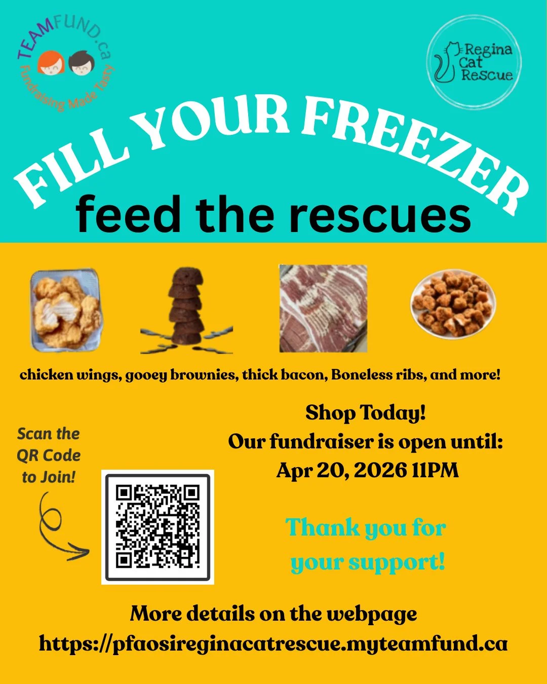 📣 Have you put in your order for the Fill Your Freezer, Feed the Rescues fundraiser yet? ⁠
⁠
What are you waiting for?! ONLY SEVEN more days to get your order in!⁠
⁠
From bacon to chicken wings to steak to ooey gooey brownies, this fundraiser is pac