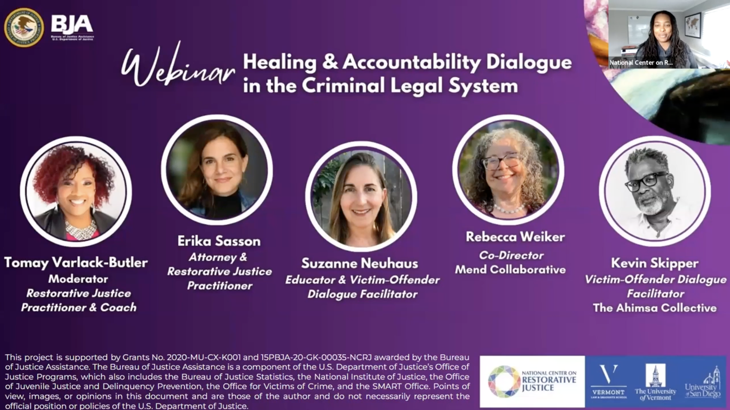 Healing and Accountability (VOD) Dialogue in the Criminal Legal System Webinar