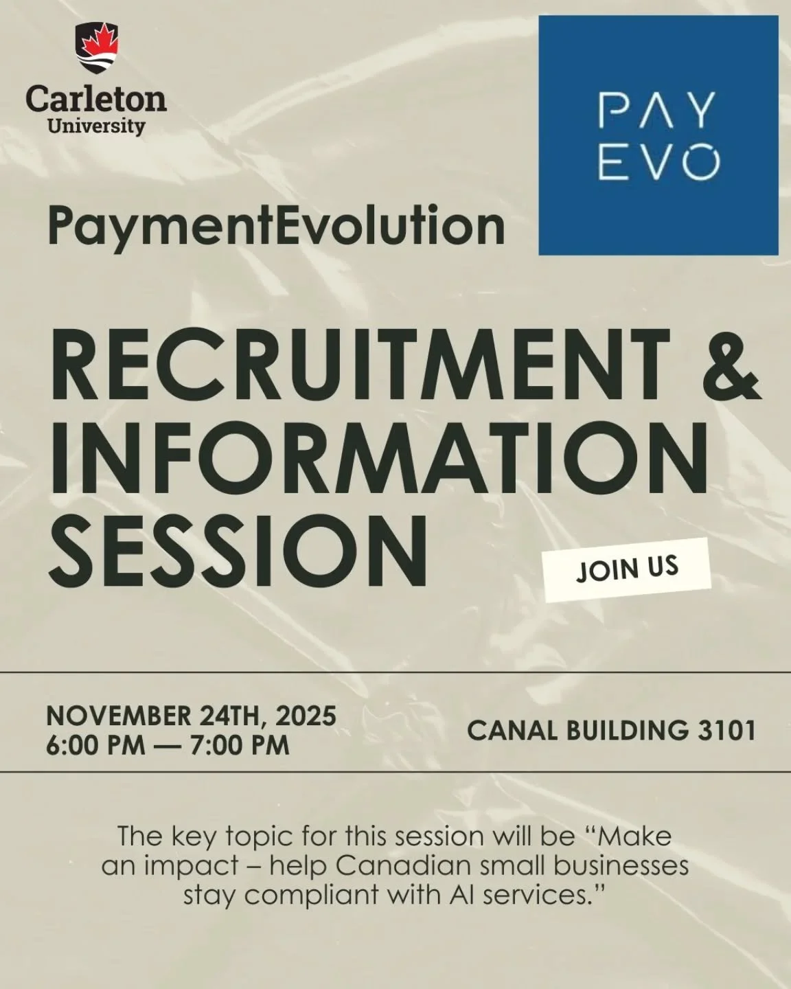 "At this info session with Career Services, the target audience is students in technical fields, as well as skills in design, behavioural analytics and marketing automation.

PaymentEvolution is one of Canada&rsquo;s leading payroll, HR and bene