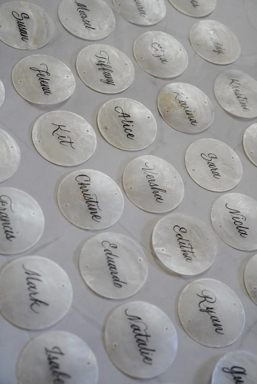 Elegant Capiz Shell Place Cards for a Dreamy Wedding