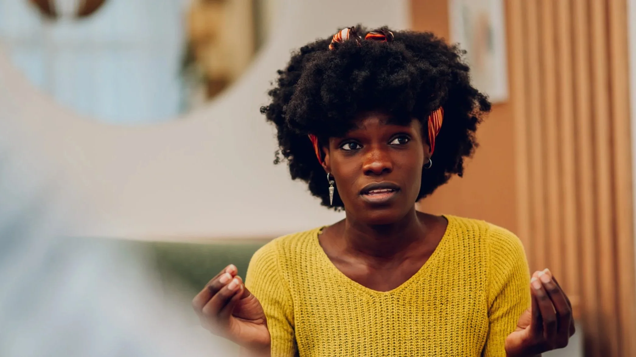 Woman speaking during a counseling conversation