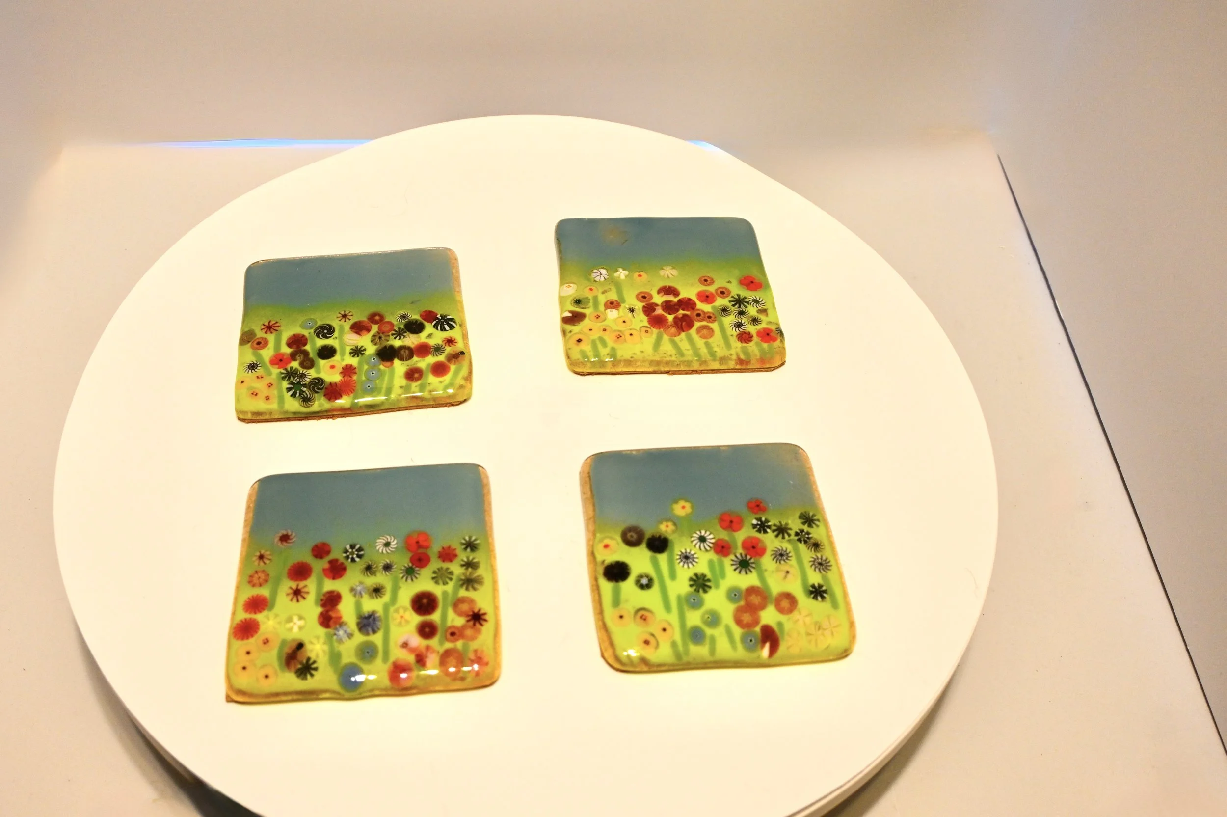 Fused Glass Meadow Bliss  Coaster Set