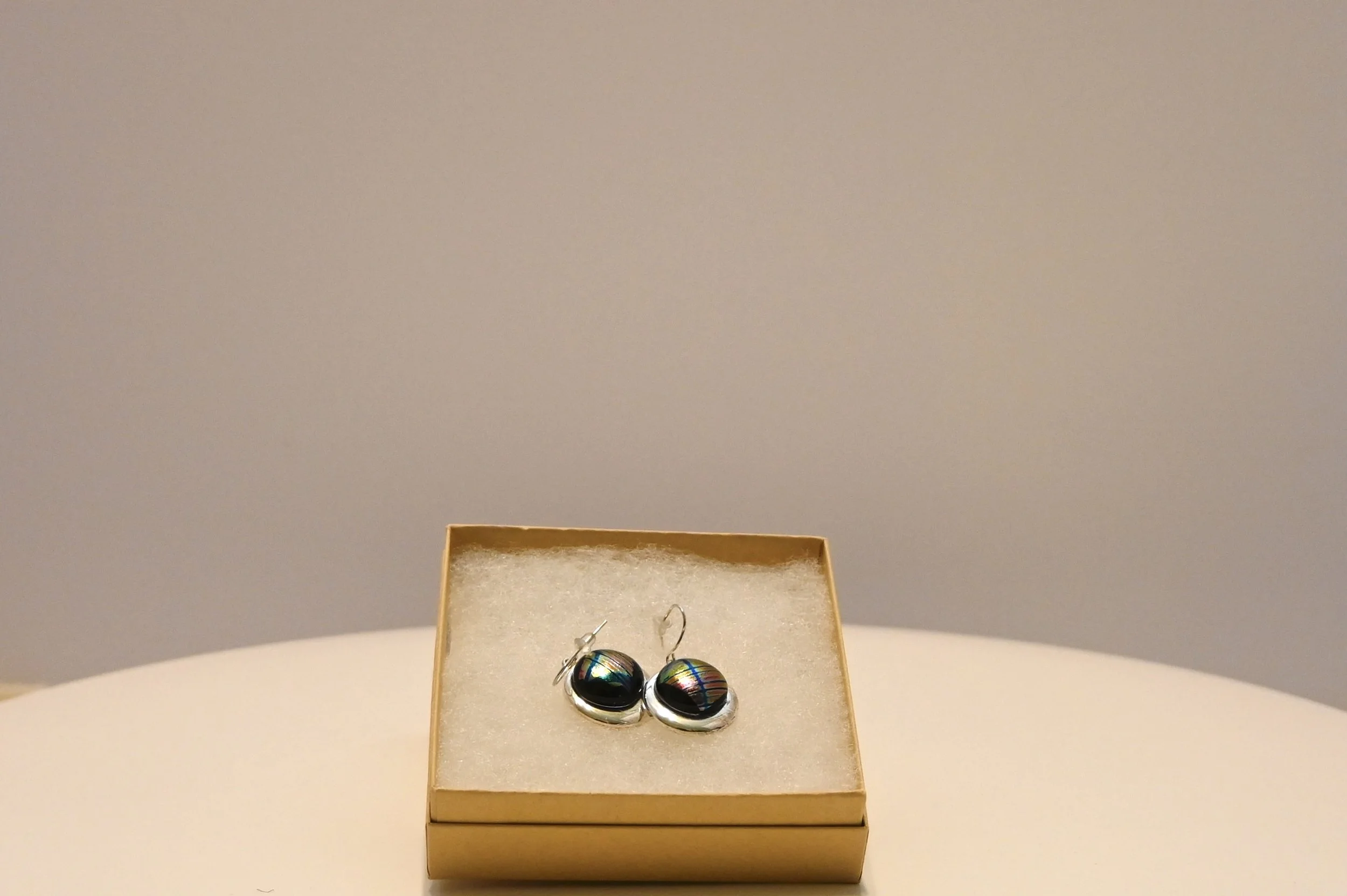 Ocean Elegance Abalone  Shell --Fused dichroic earrings