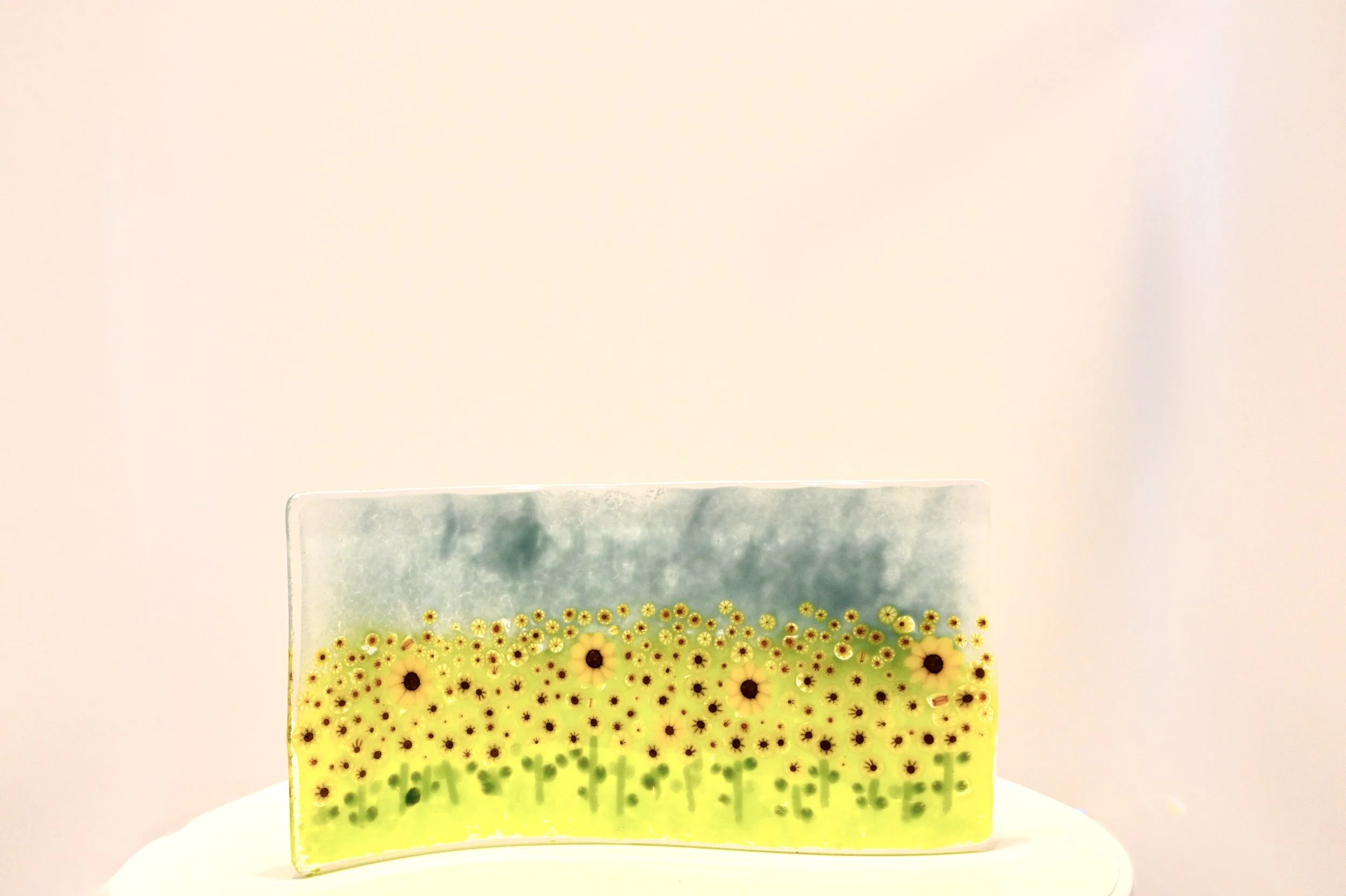 Fused Glass Handcrafted Sunflower Meadow Art